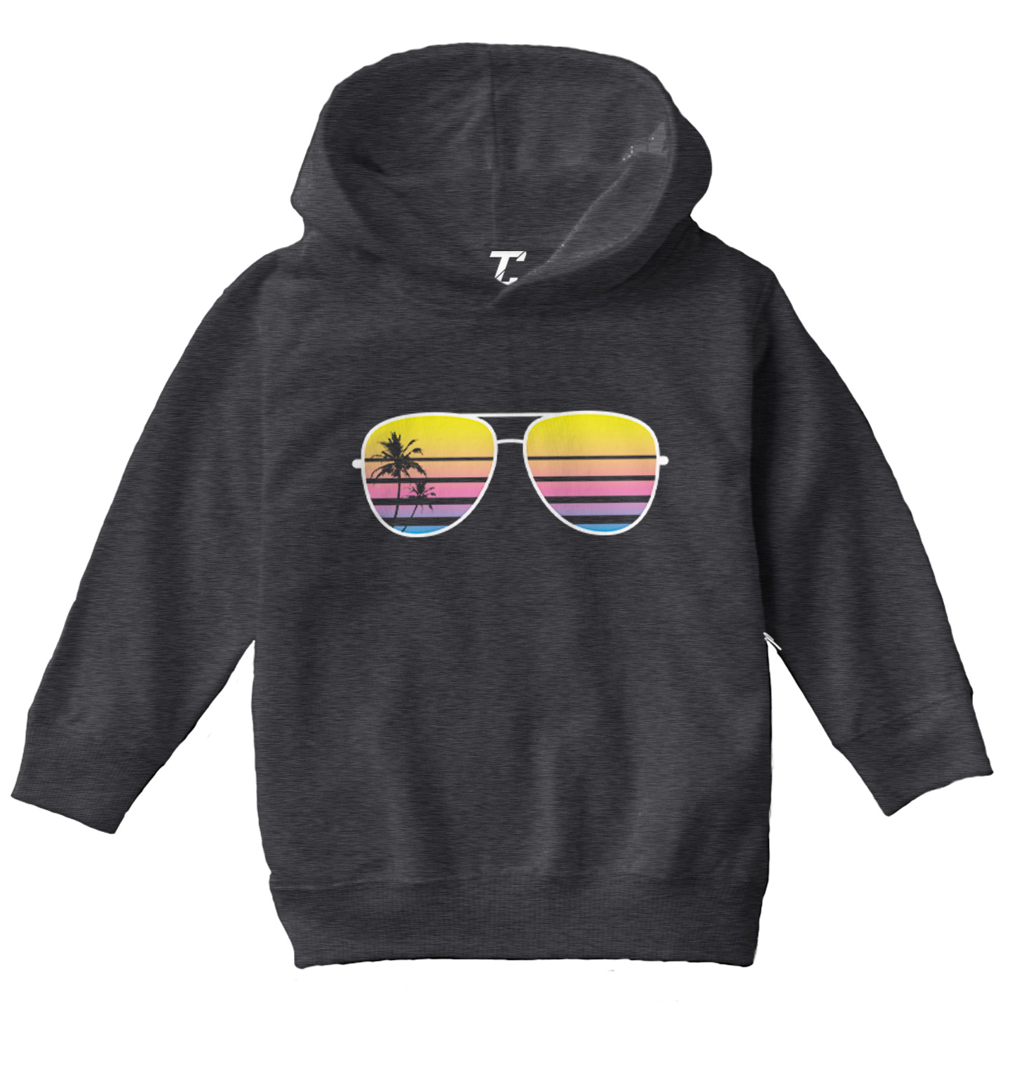 Sunglasses - Palm Tree Silhouette Ocean Beach Vacation Toddler/Youth Hoodie - Picture 3 of 12