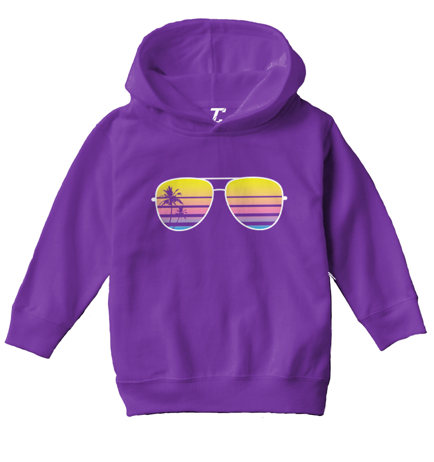 Sunglasses - Palm Tree Silhouette Ocean Beach Vacation Toddler/Youth Hoodie - Picture 9 of 12