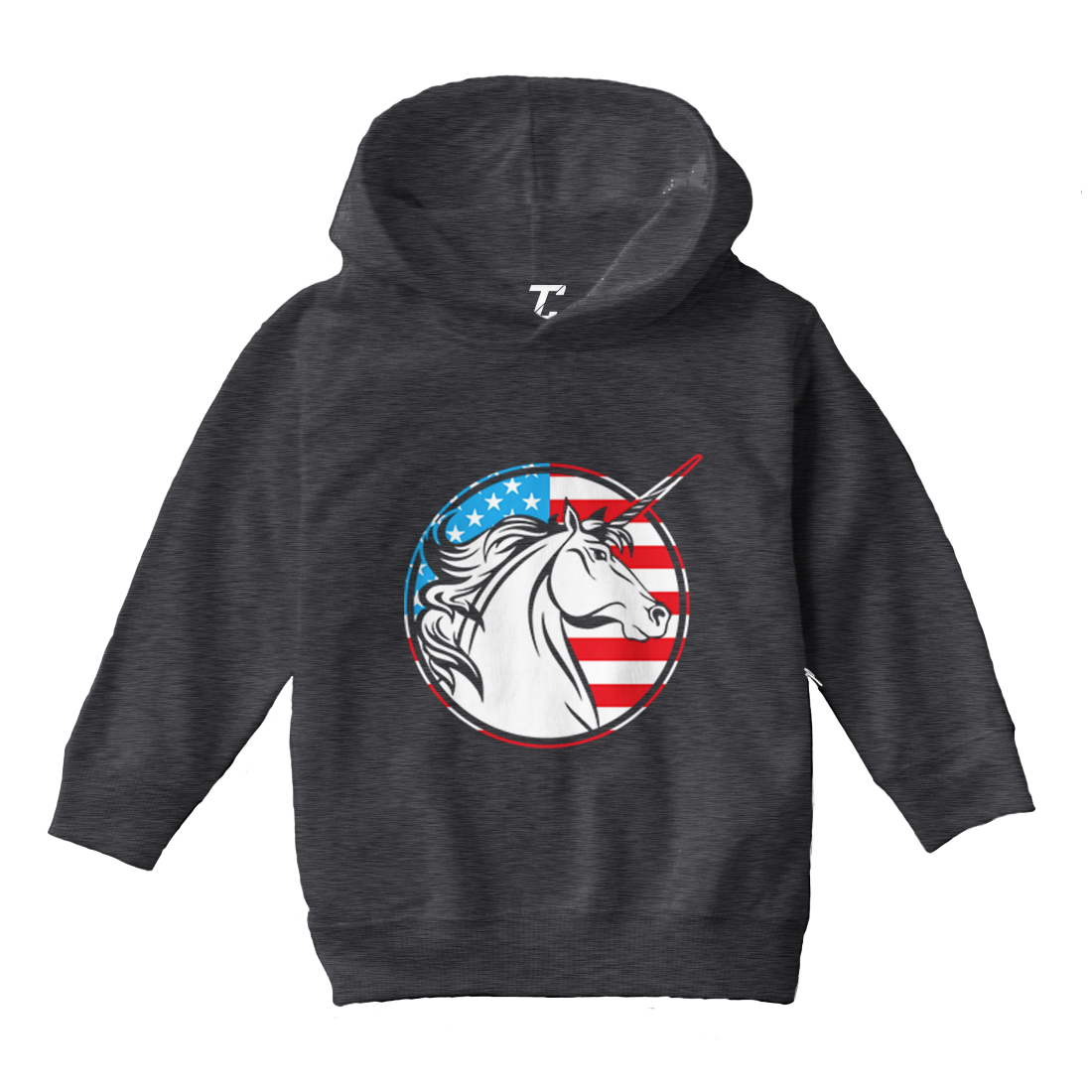 American Unicorn - Profile Mythical United States USA Toddler/Youth Hoodie - Picture 3 of 12