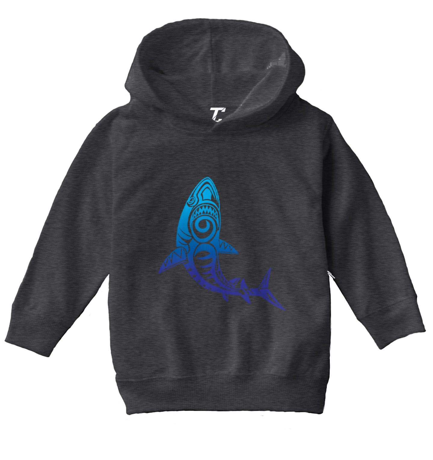 Tribal Shark - Great White Ocean Beach Pattern Fish Toddler/Youth Hoodie - Picture 3 of 12