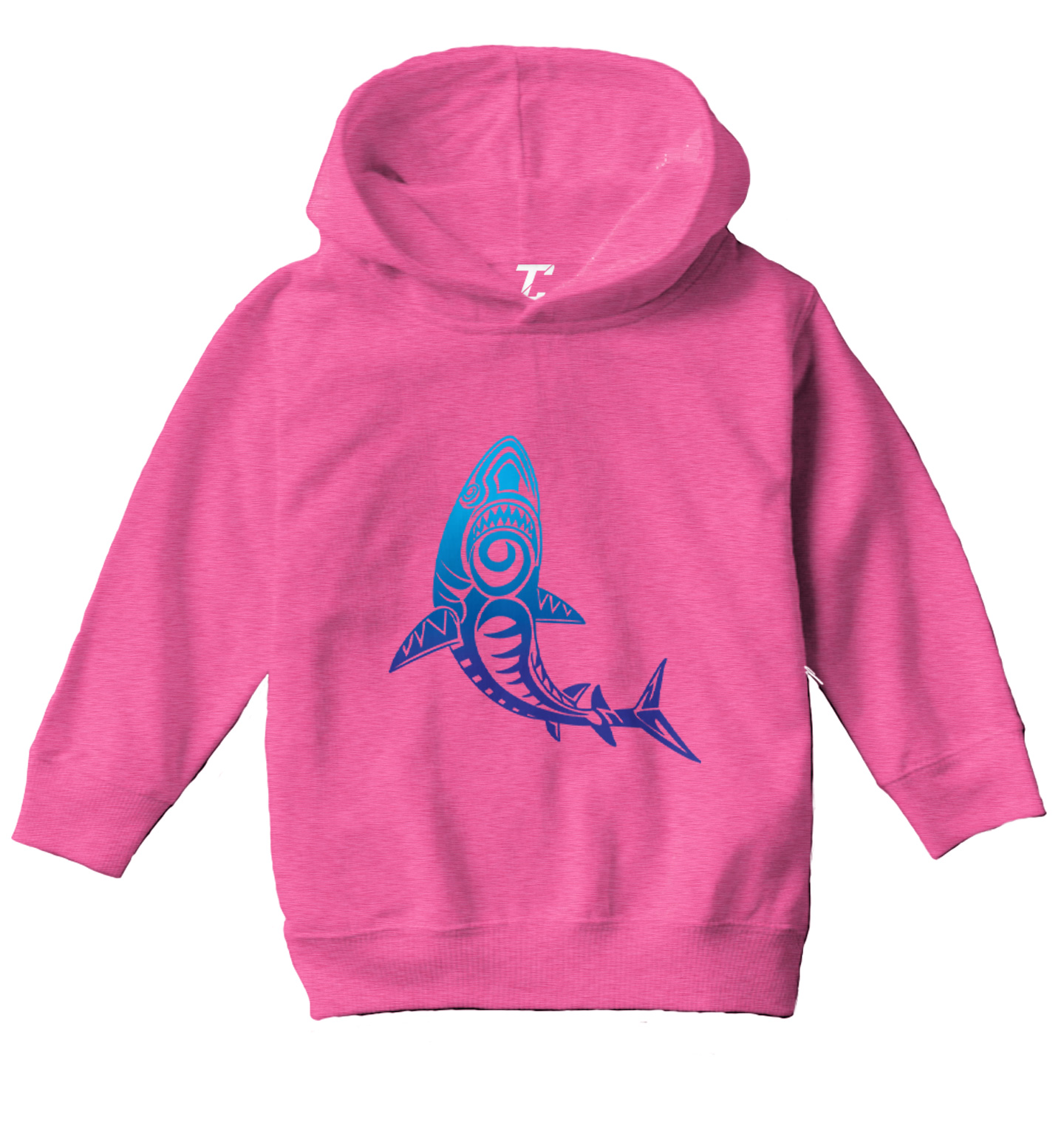Tribal Shark - Great White Ocean Beach Pattern Fish Toddler/Youth Hoodie - Picture 4 of 12