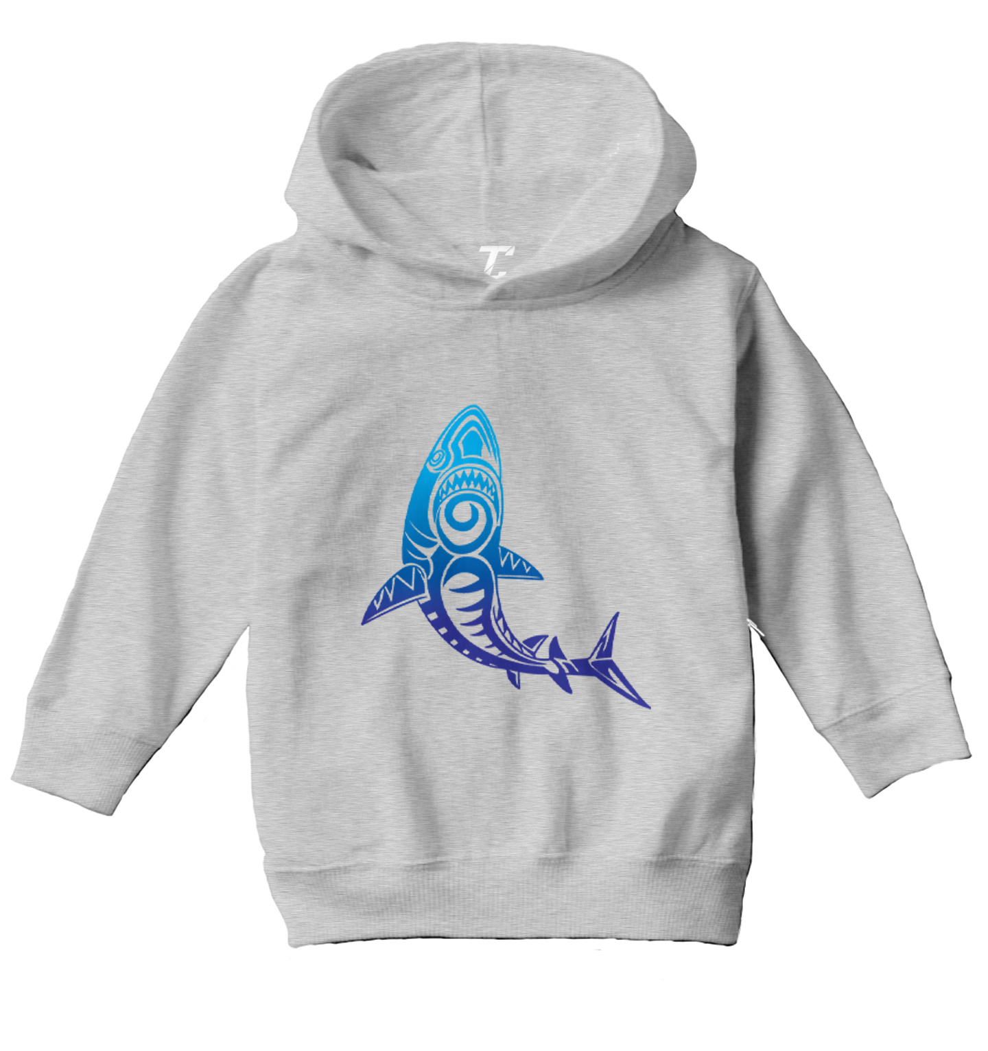 Tribal Shark - Great White Ocean Beach Pattern Fish Toddler/Youth Hoodie - Picture 6 of 12
