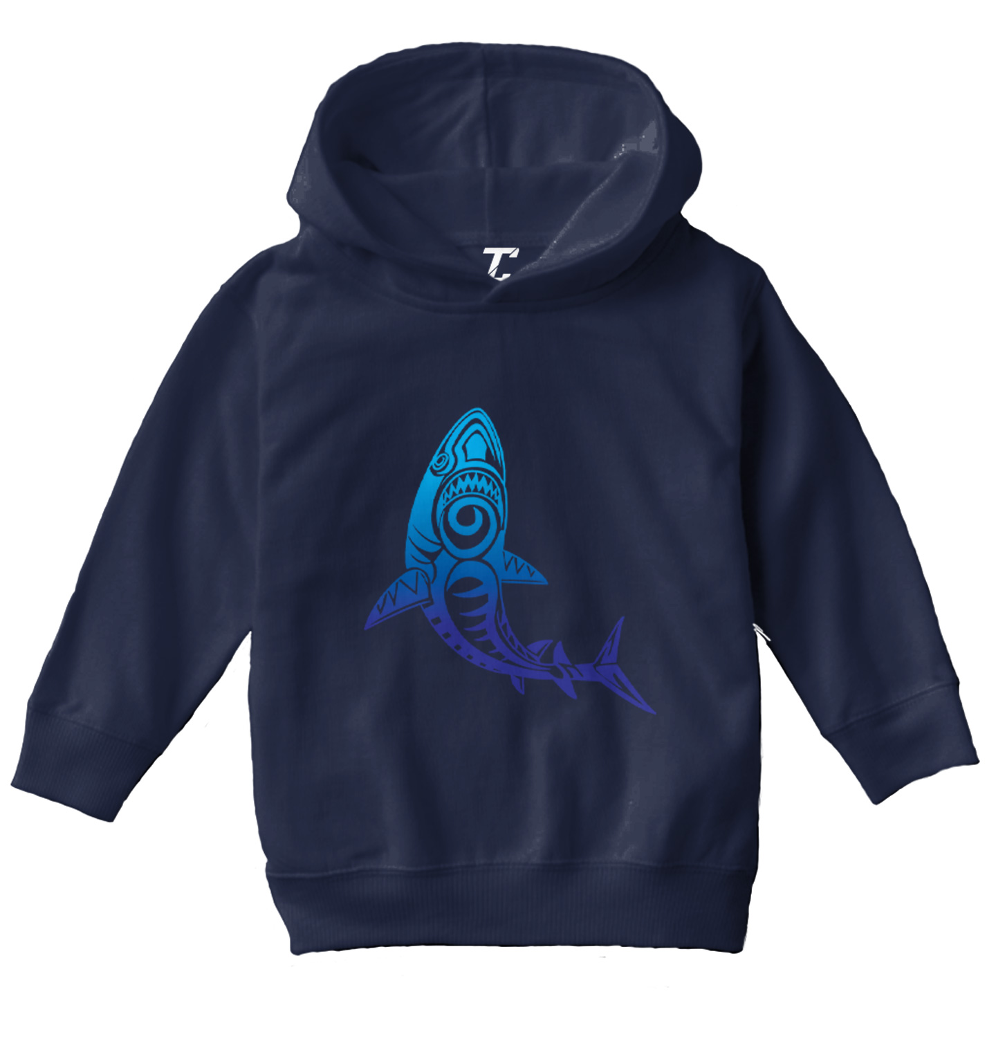 Tribal Shark - Great White Ocean Beach Pattern Fish Toddler/Youth Hoodie - Picture 7 of 12