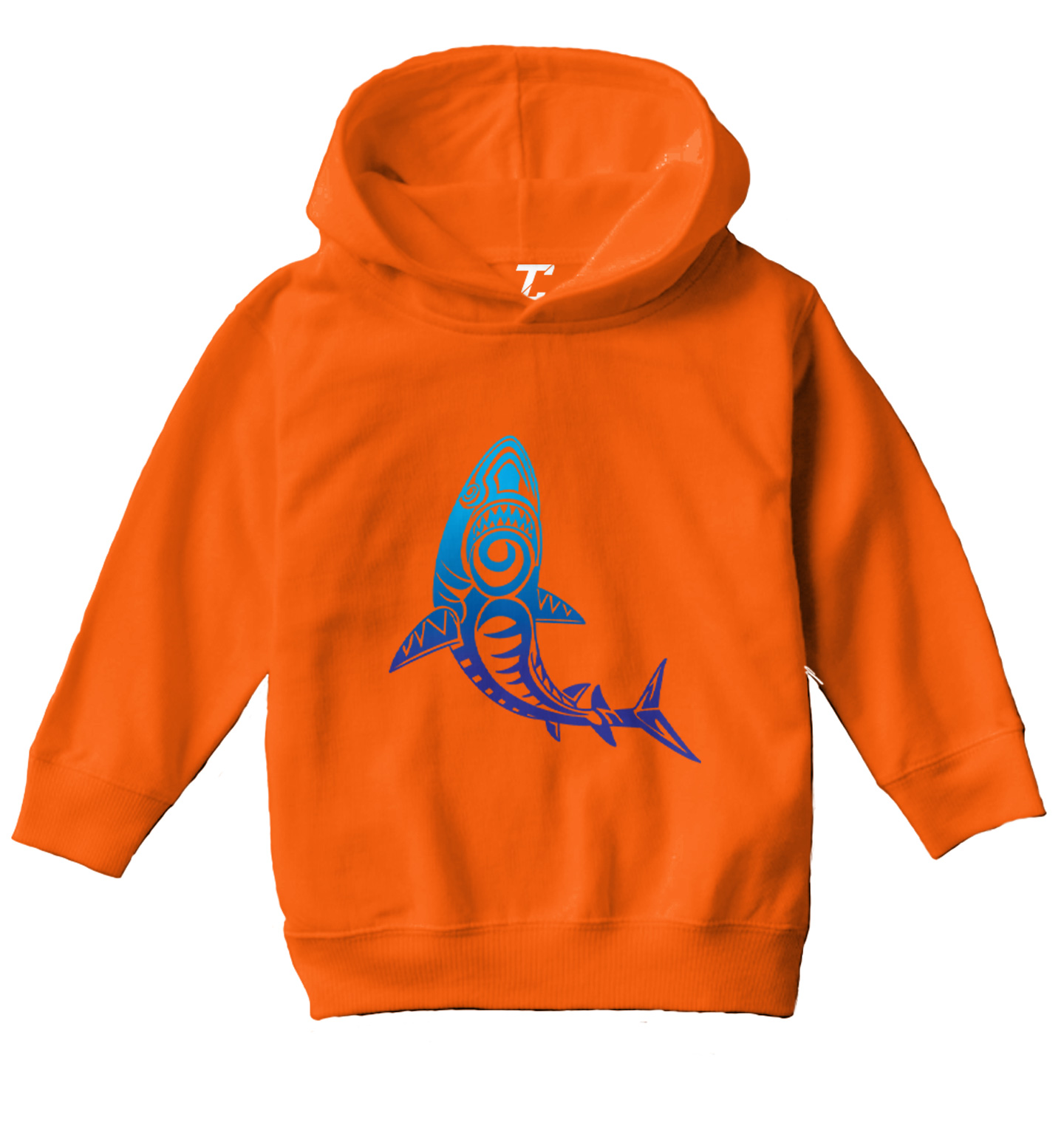 Tribal Shark - Great White Ocean Beach Pattern Fish Toddler/Youth Hoodie - Picture 8 of 12