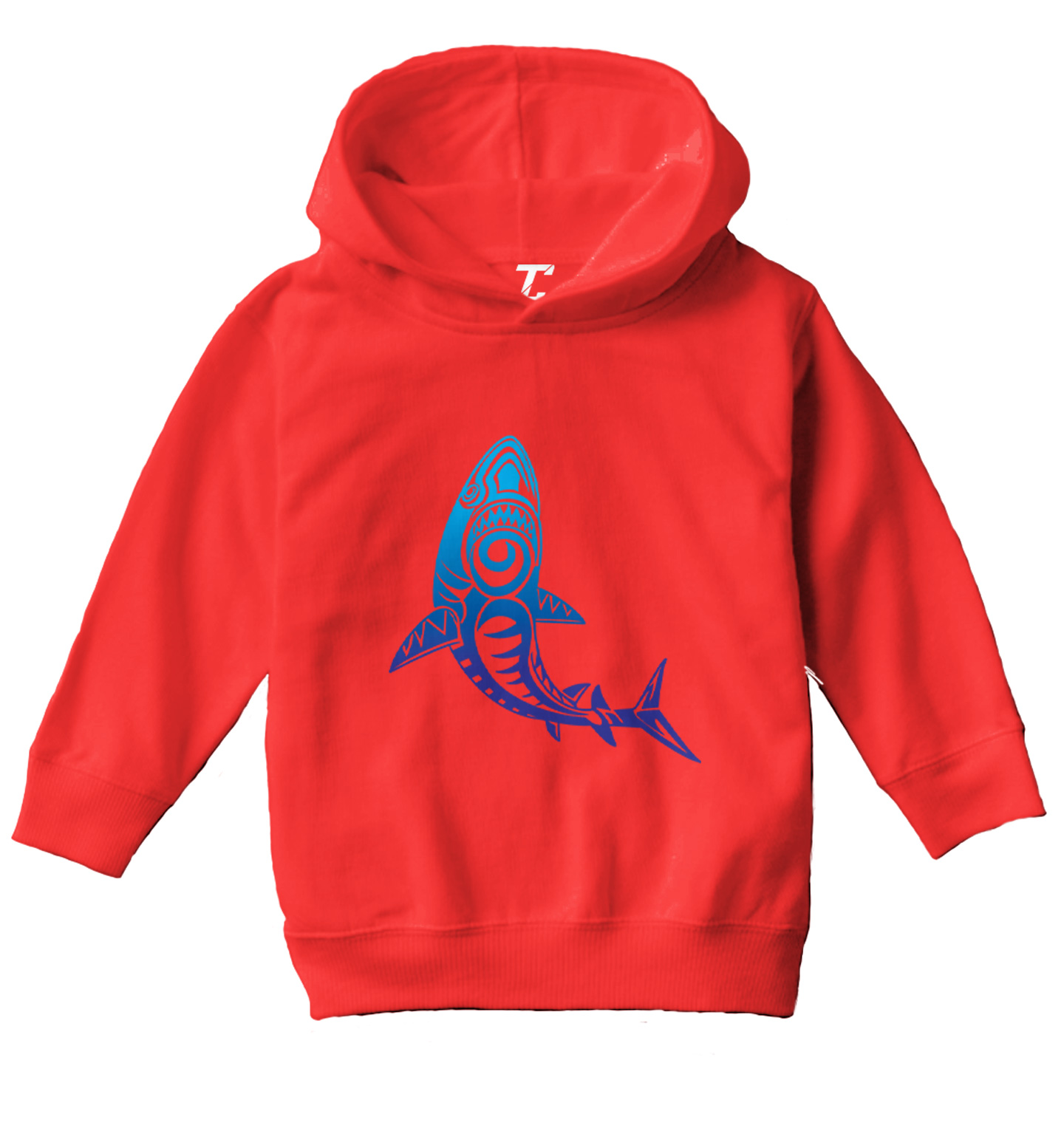 Tribal Shark - Great White Ocean Beach Pattern Fish Toddler/Youth Hoodie - Picture 10 of 12