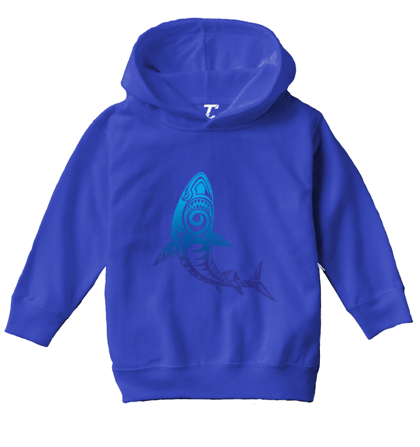 Tribal Shark - Great White Ocean Beach Pattern Fish Toddler/Youth Hoodie - Picture 11 of 12