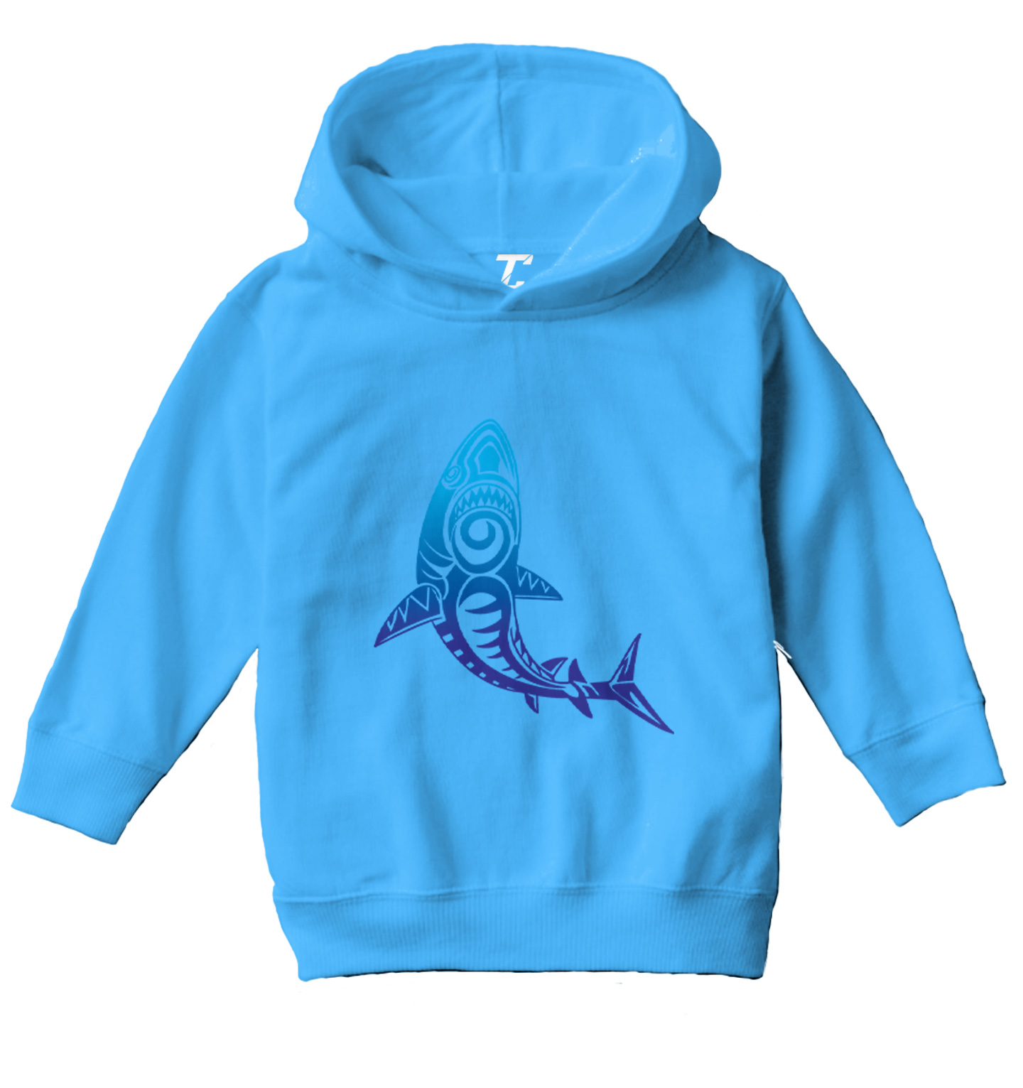 Tribal Shark - Great White Ocean Beach Pattern Fish Toddler/Youth Hoodie - Picture 12 of 12