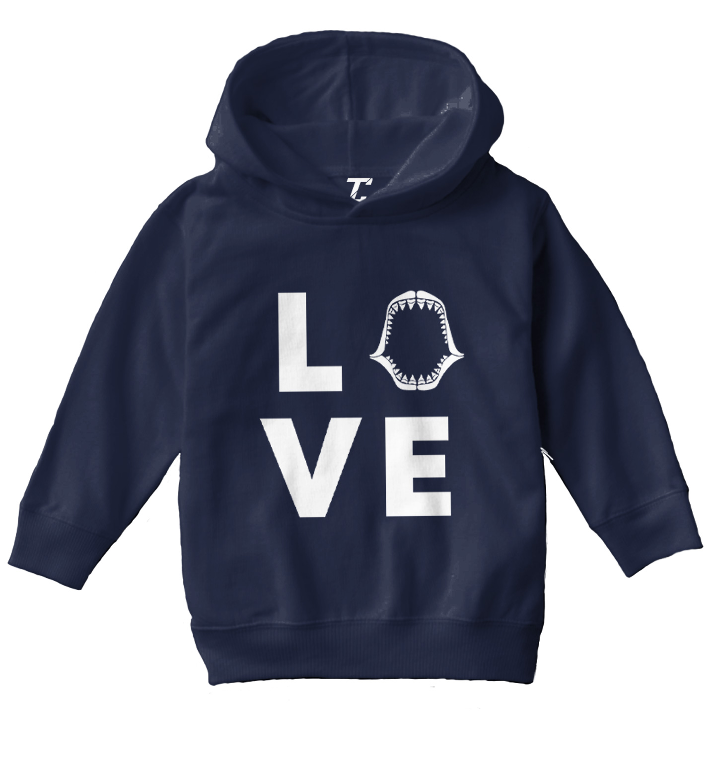 Love Shark - Jaw Teeth Tooth Great White Fish Ocean Toddler/Youth Hoodie - Picture 7 of 12