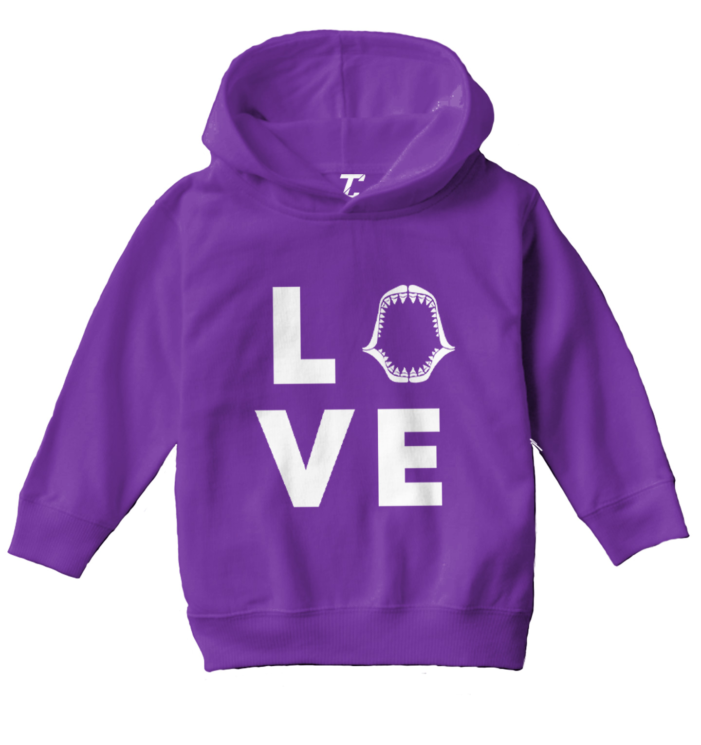 Love Shark - Jaw Teeth Tooth Great White Fish Ocean Toddler/Youth Hoodie - Picture 9 of 12