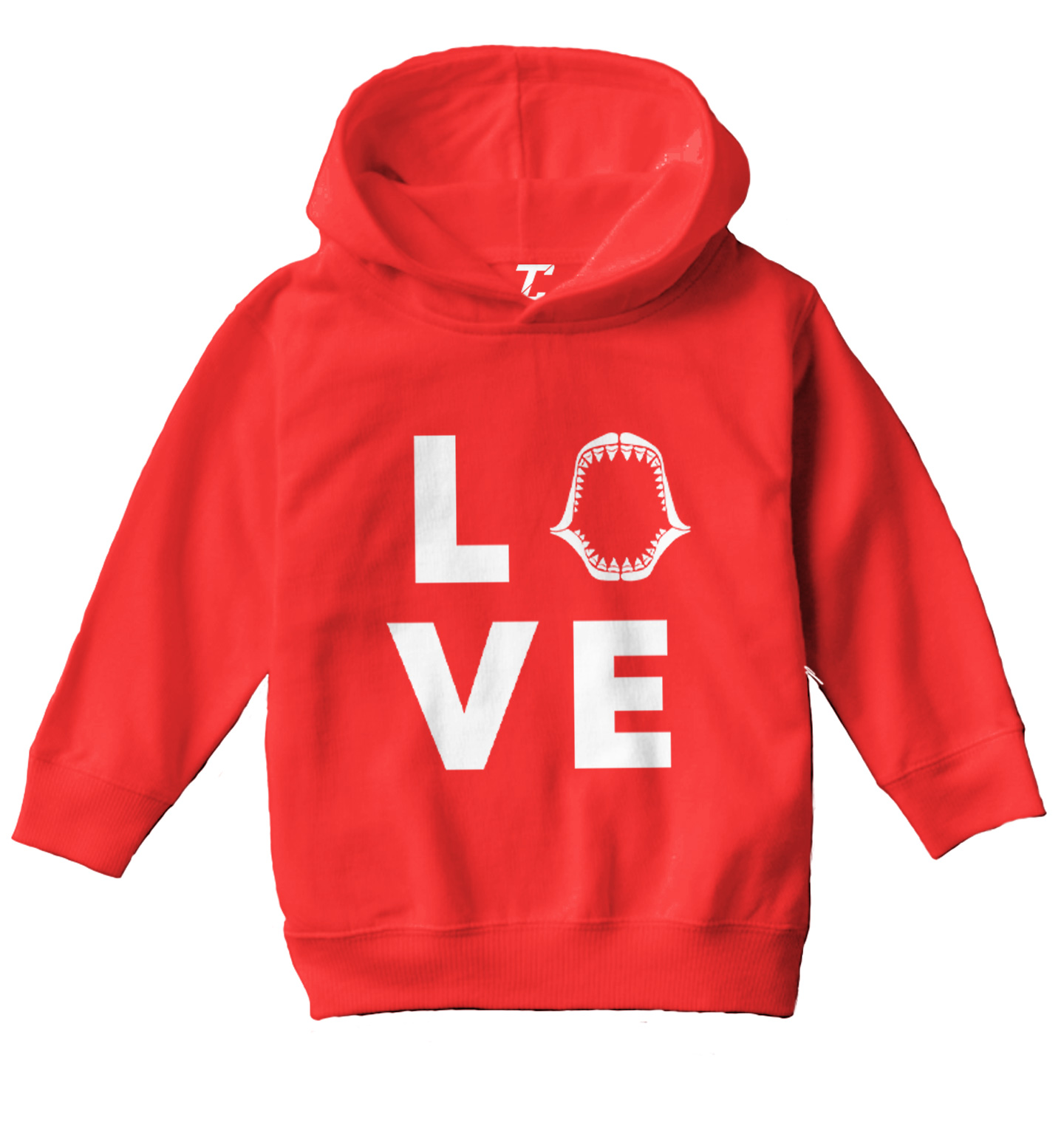 Love Shark - Jaw Teeth Tooth Great White Fish Ocean Toddler/Youth Hoodie - Picture 10 of 12