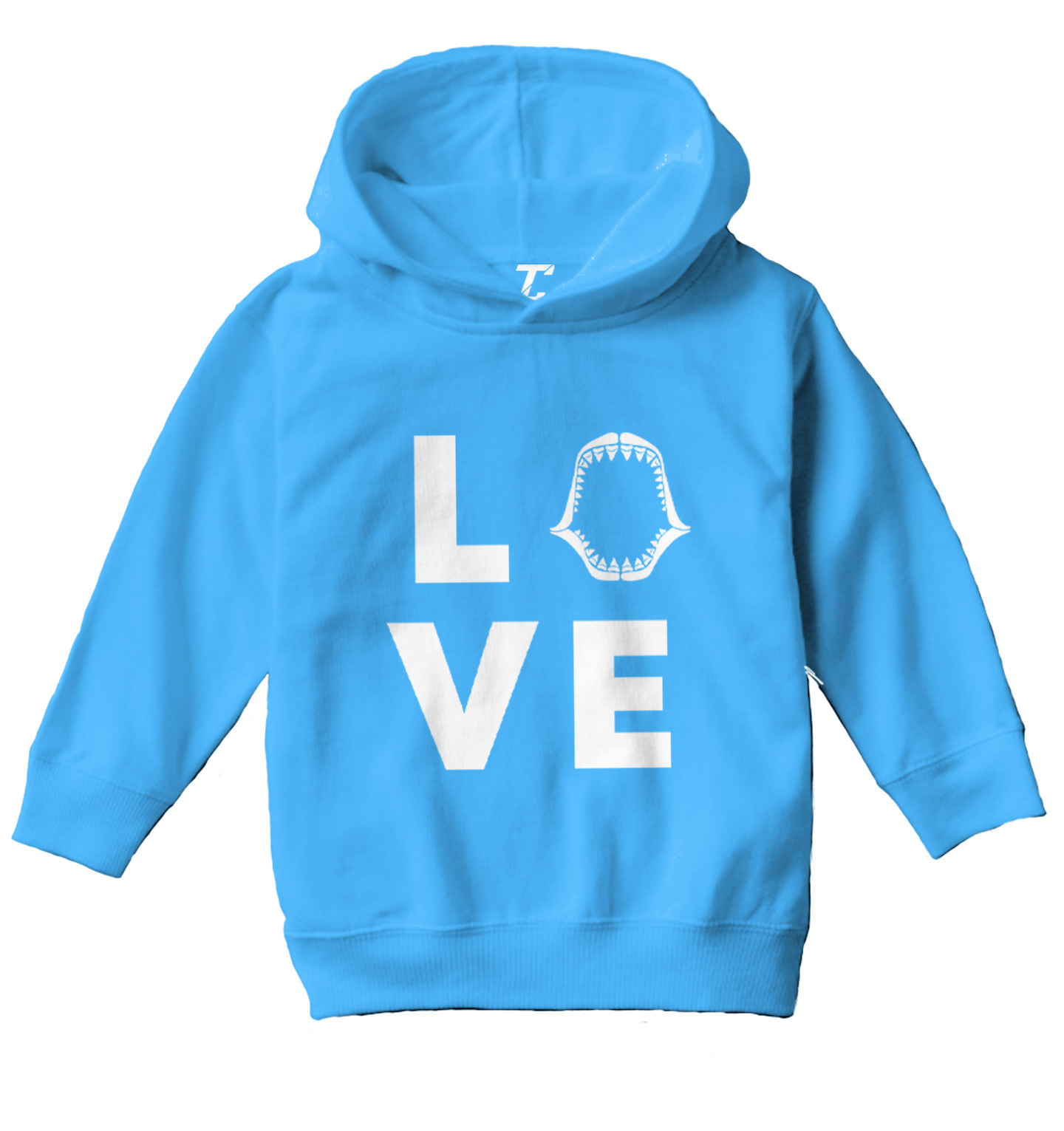 Love Shark - Jaw Teeth Tooth Great White Fish Ocean Toddler/Youth Hoodie - Picture 12 of 12