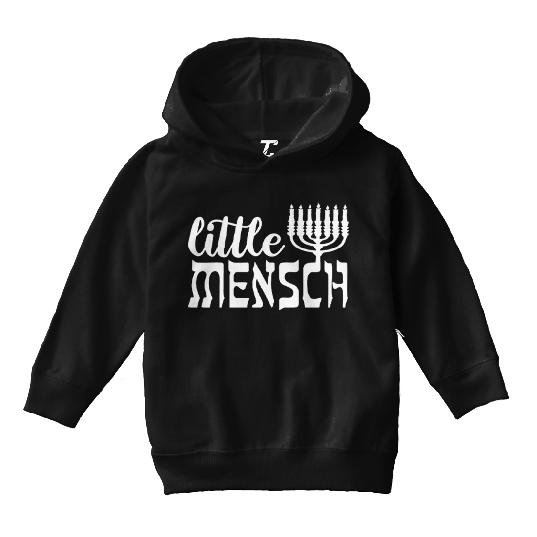 Little Mensch - Rabbi Hebrew Jewish Hanukkah Candles Toddler/Youth Hoodie - Picture 2 of 12