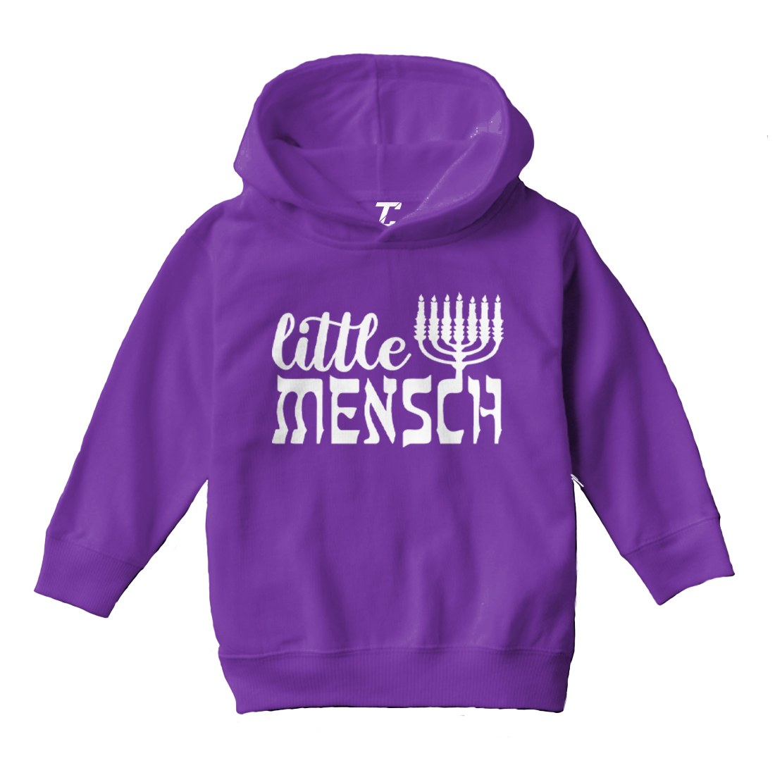 Little Mensch - Rabbi Hebrew Jewish Hanukkah Candles Toddler/Youth Hoodie - Picture 9 of 12