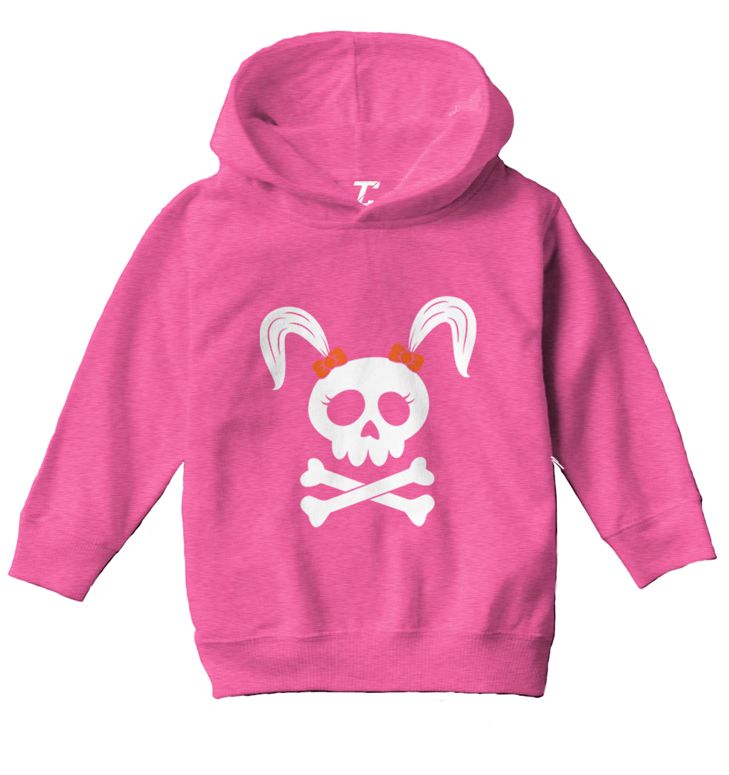 Skull With Pigtails - Tough Bows Bones Rocker Halloween Toddler/Youth Hoodie - Picture 4 of 12