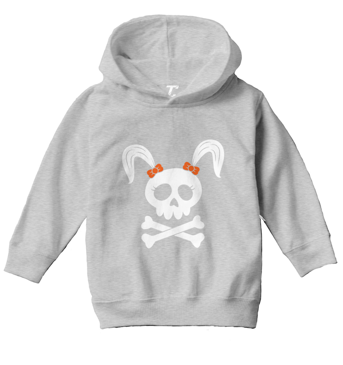 Skull With Pigtails - Tough Bows Bones Rocker Halloween Toddler/Youth Hoodie - Picture 6 of 12