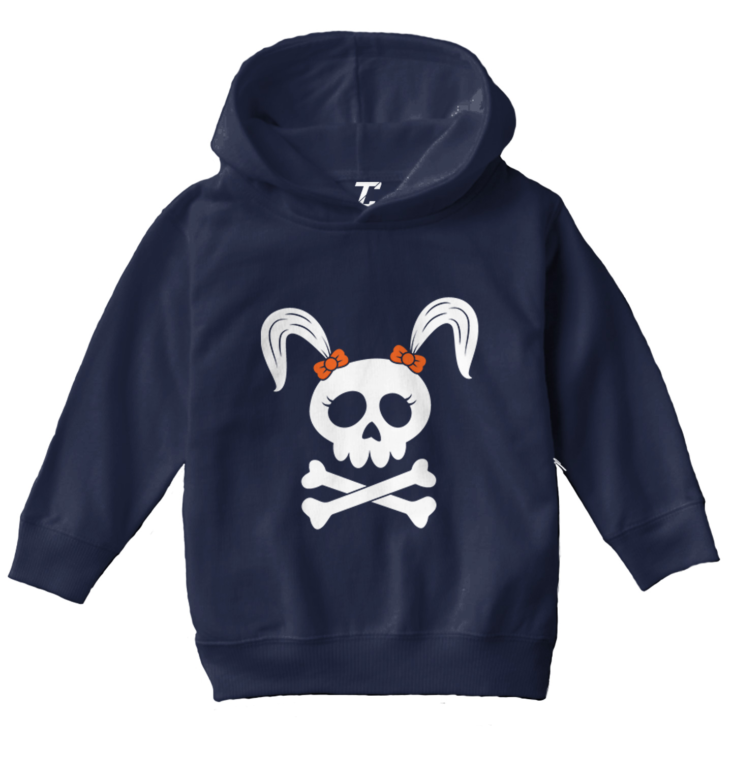 Skull With Pigtails - Tough Bows Bones Rocker Halloween Toddler/Youth Hoodie - Picture 7 of 12