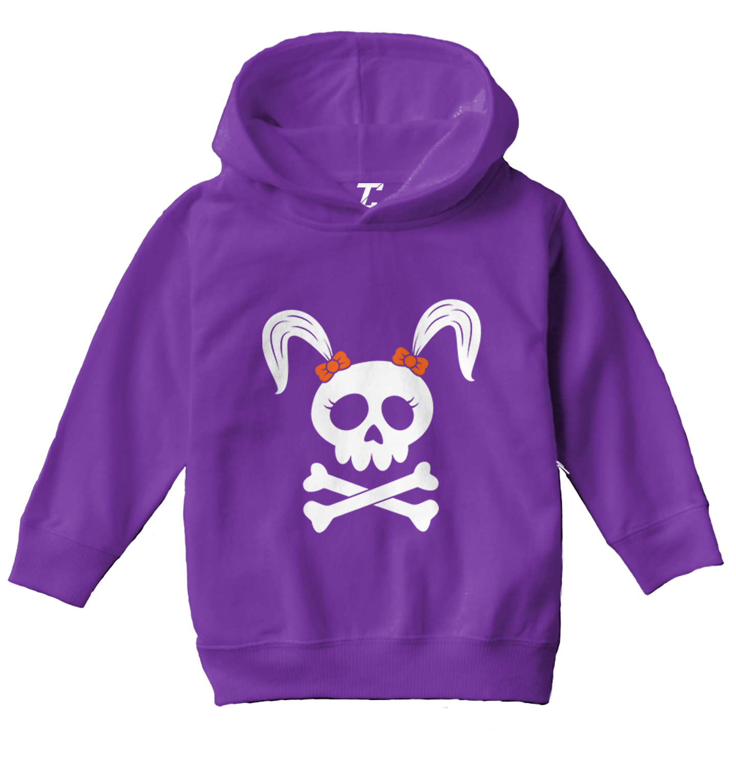 Skull With Pigtails - Tough Bows Bones Rocker Halloween Toddler/Youth Hoodie - Picture 9 of 12