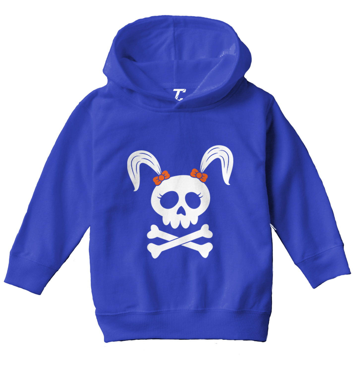 Skull With Pigtails - Tough Bows Bones Rocker Halloween Toddler/Youth Hoodie - Picture 11 of 12