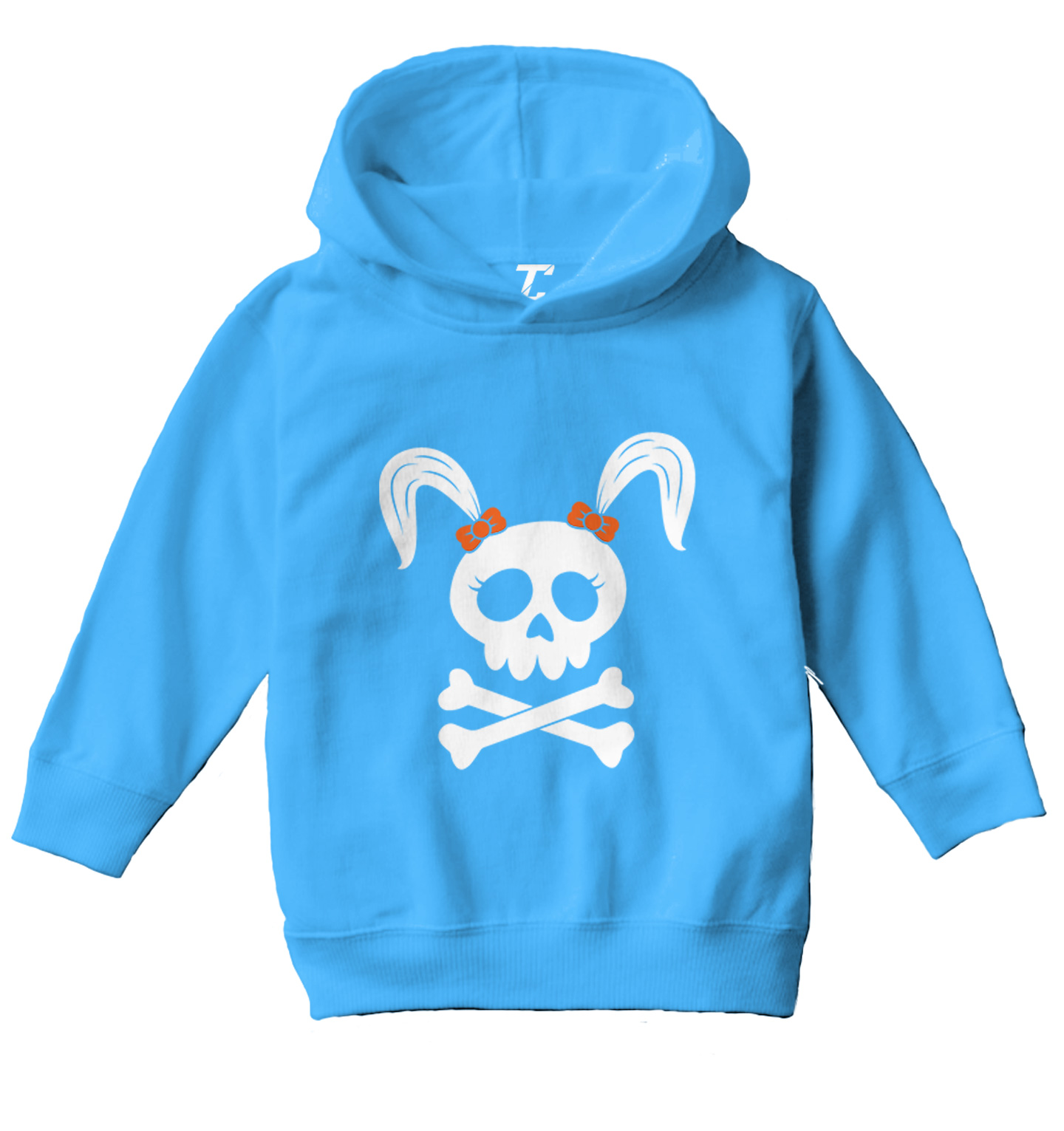 Skull With Pigtails - Tough Bows Bones Rocker Halloween Toddler/Youth Hoodie - Picture 12 of 12