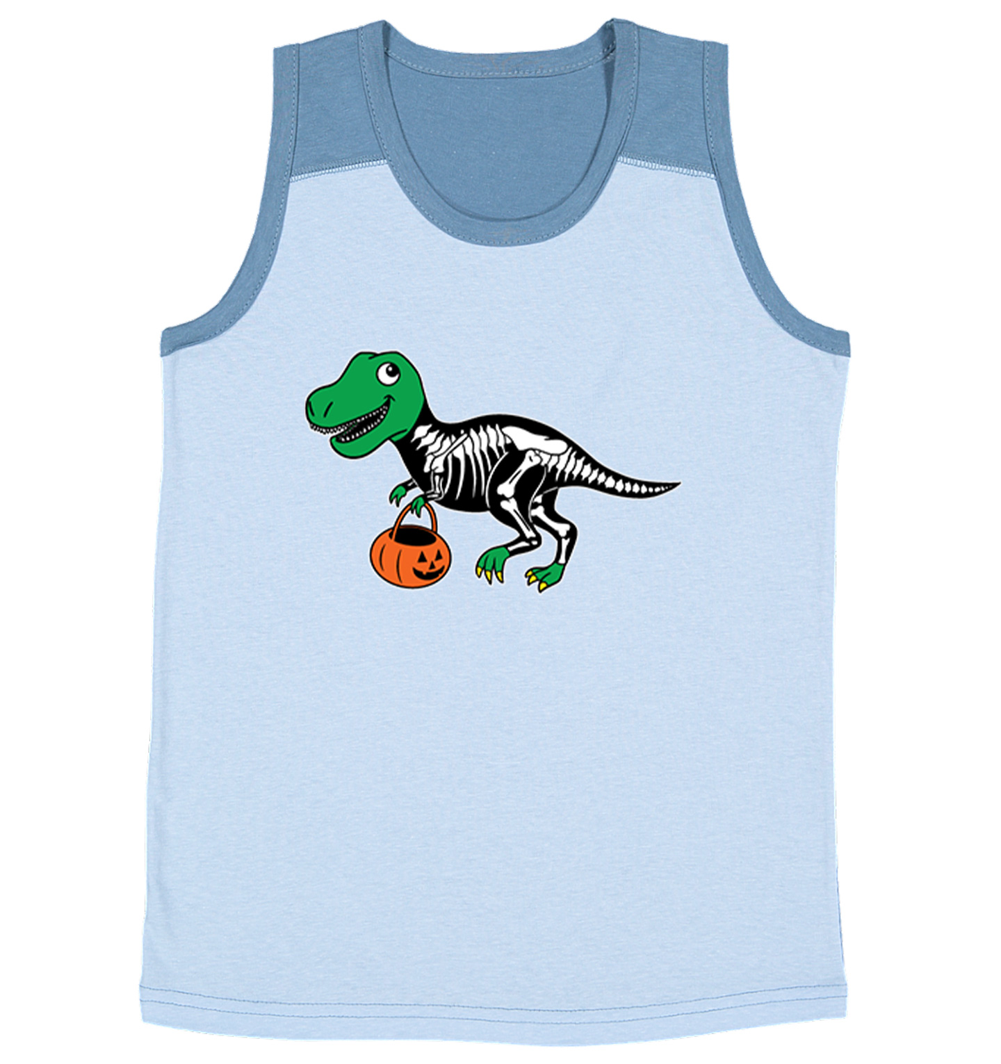 T Rex Skeleton Outfit - Costume Pumpkin Dinosaur Youth Contrast Tank Top - Picture 4 of 7
