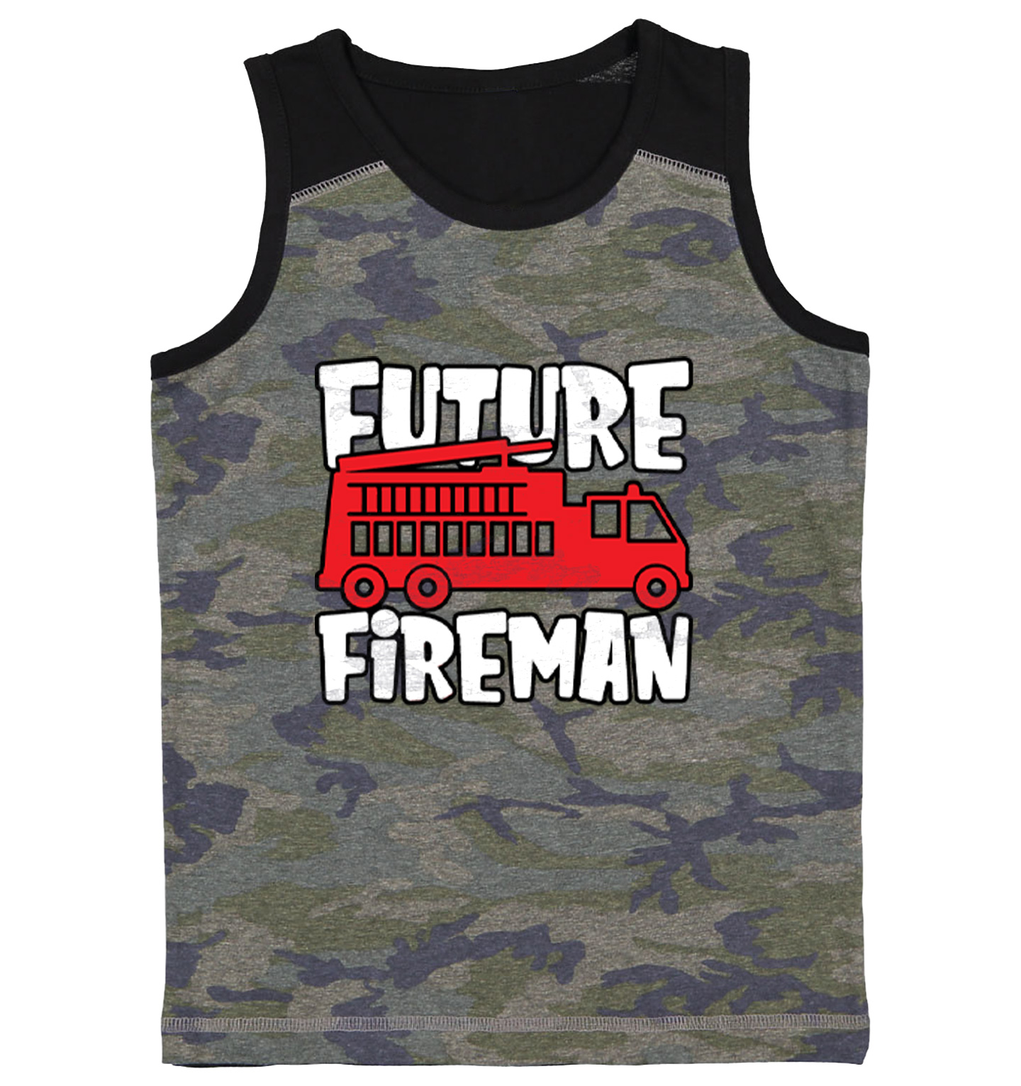 Future Fireman - Fire Truck Firefighter Hero Youth Contrast Tank Top - Picture 2 of 7