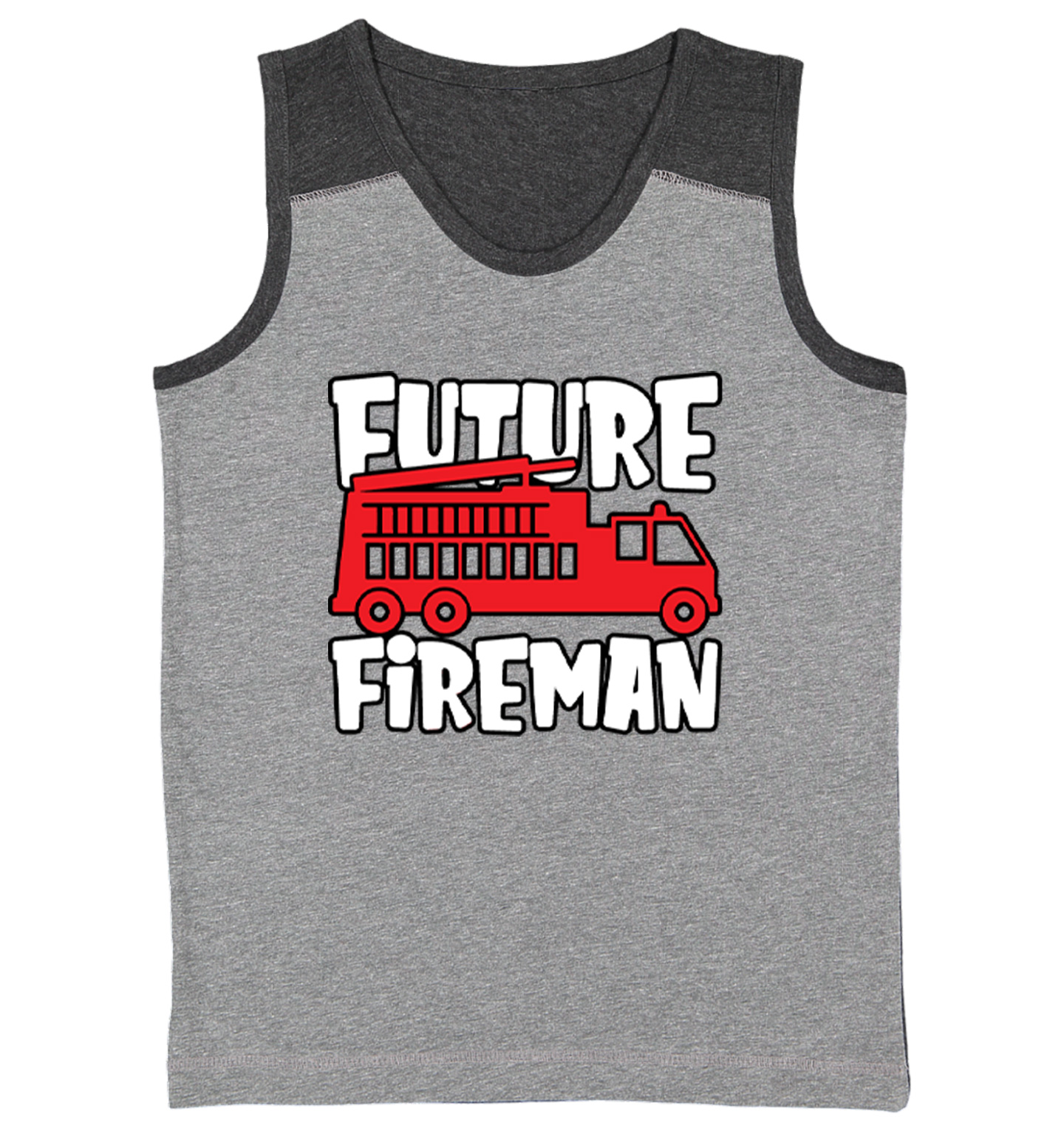 Future Fireman - Fire Truck Firefighter Hero Youth Contrast Tank Top - Picture 3 of 7