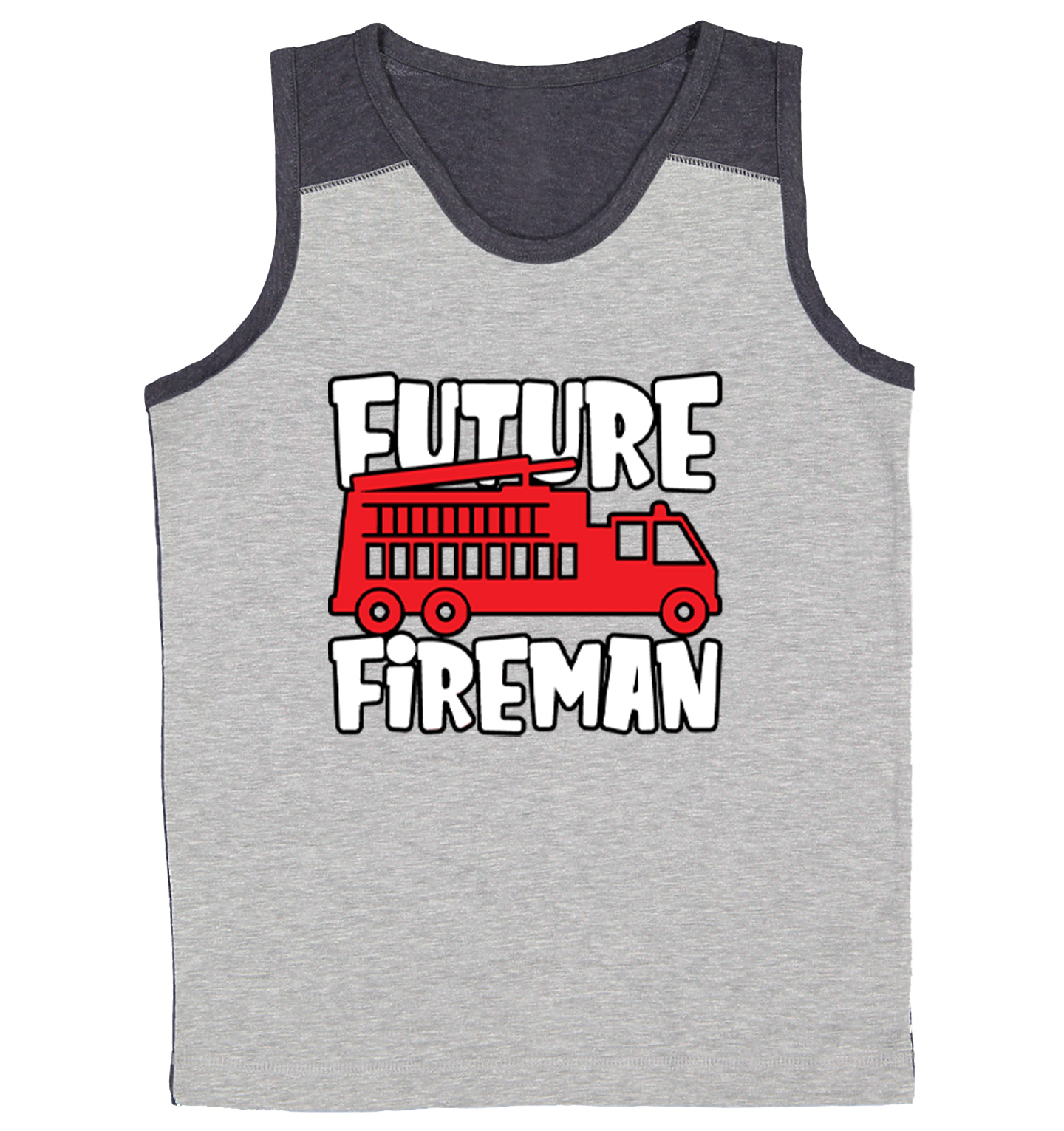 Future Fireman - Fire Truck Firefighter Hero Youth Contrast Tank Top - Picture 6 of 7