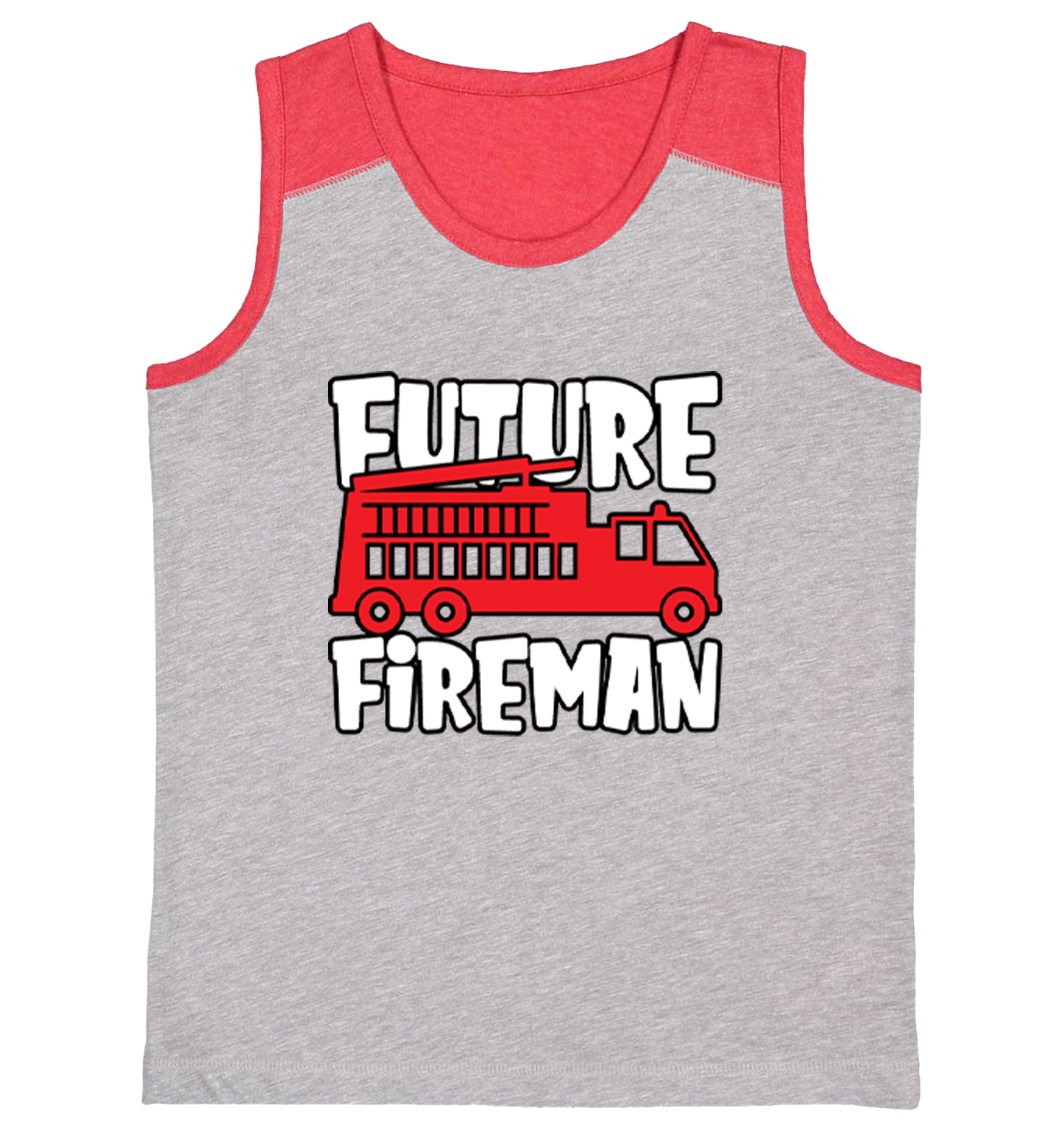 Future Fireman - Fire Truck Firefighter Hero Youth Contrast Tank Top - Picture 7 of 7