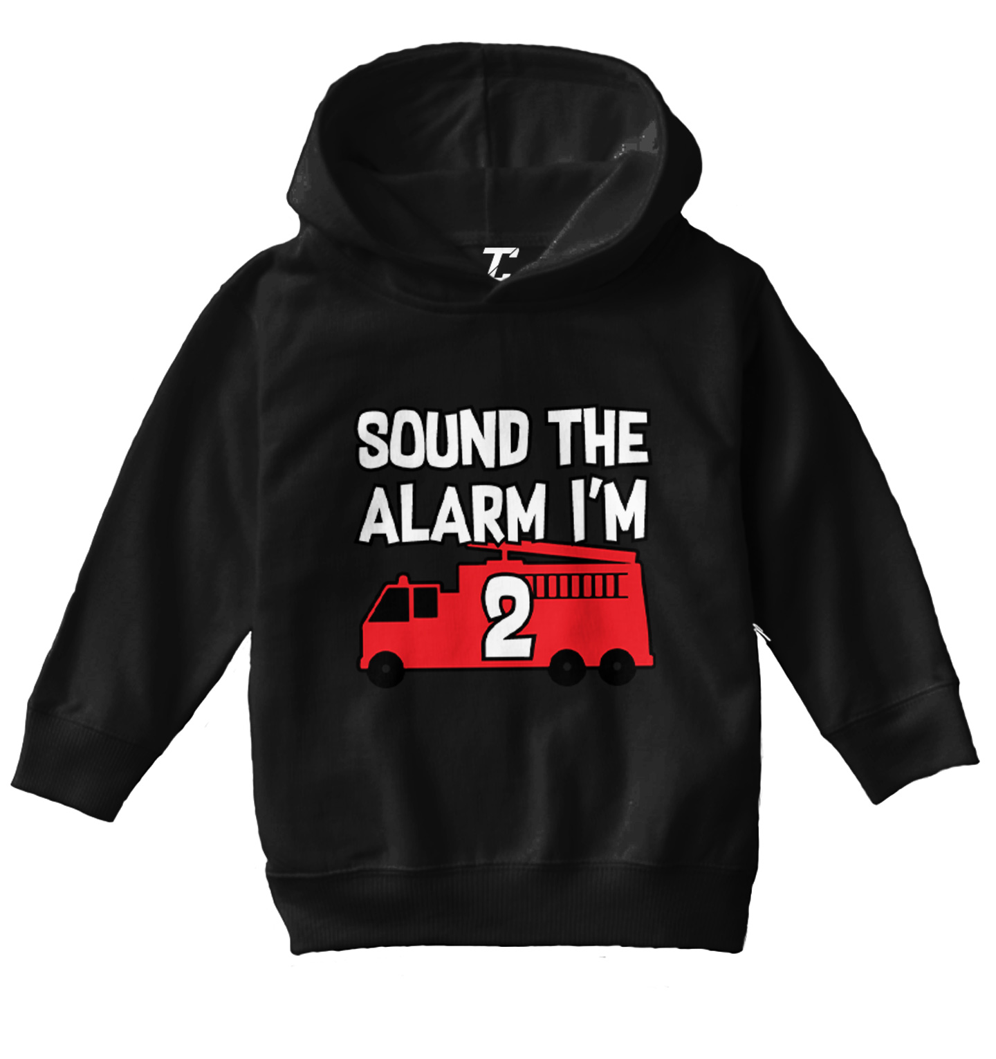Sound The Alarm I'm 2 - Birthday Firefighter Truck Toddler/Youth Hoodie - Picture 2 of 12