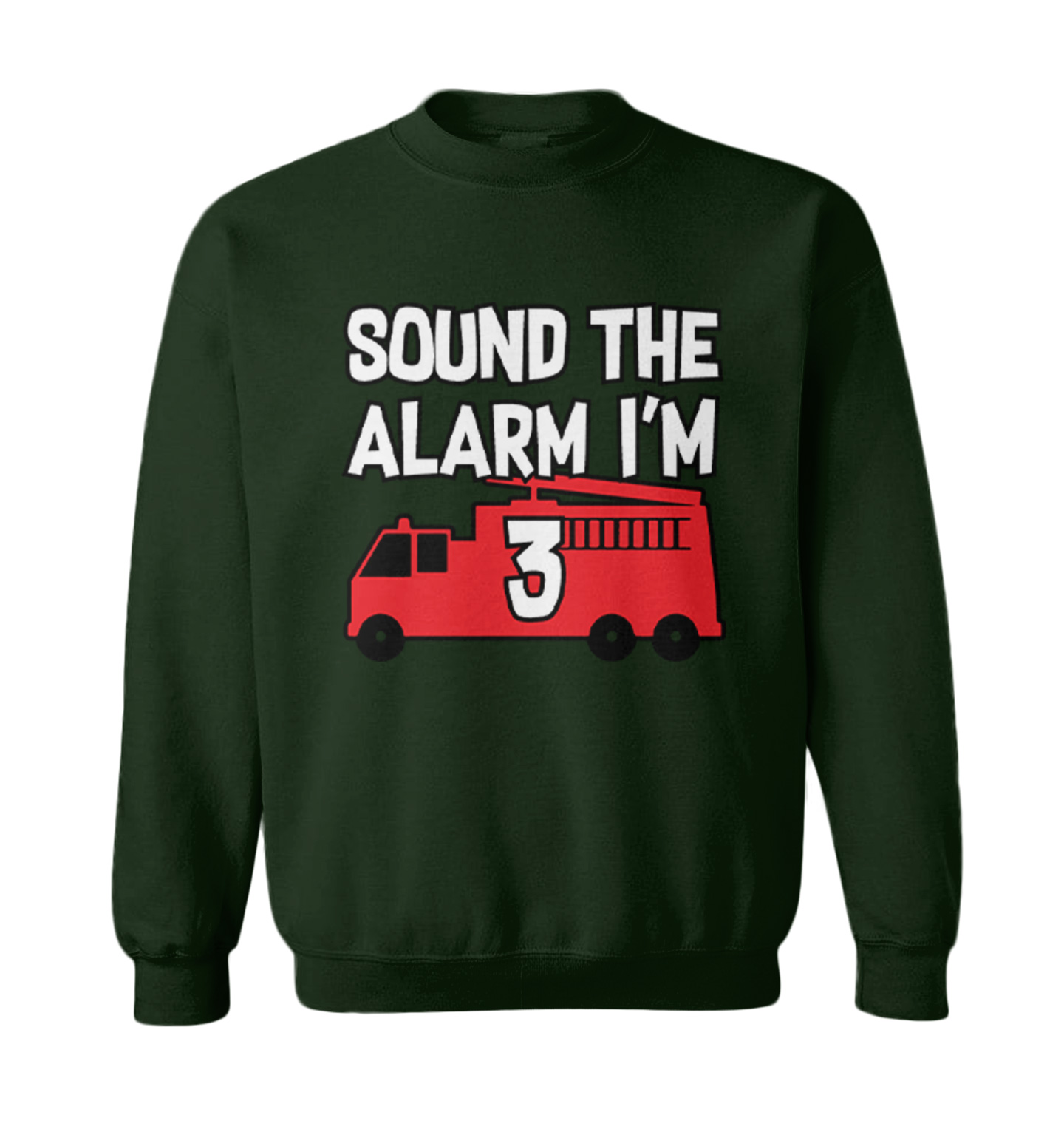 Sound The Alarm I'm 3 - Birthday Firefighter Truck Toddler Crewneck Sweater - Picture 3 of 7