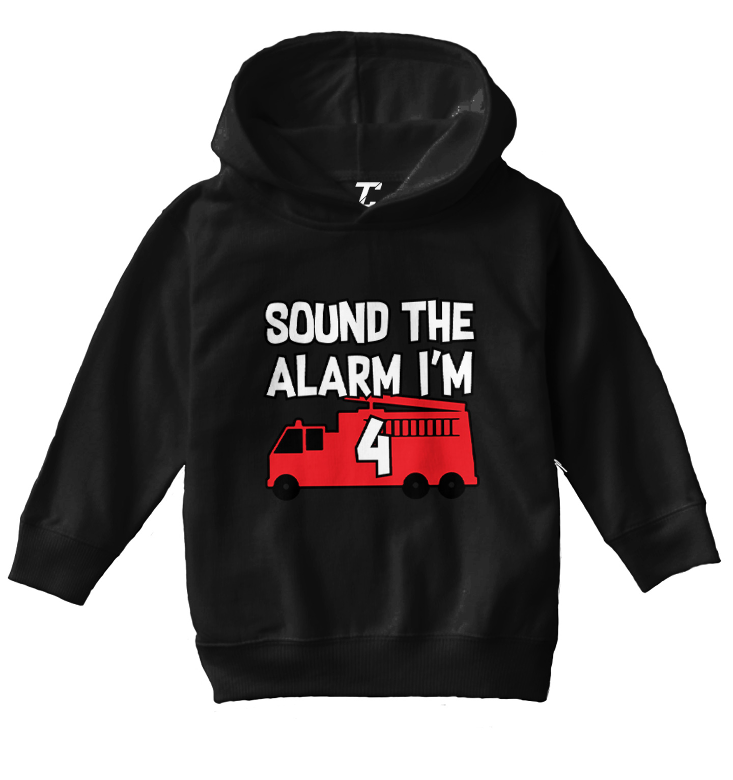 Sound The Alarm I'm 4 - Birthday Firefighter Truck Toddler/Youth Hoodie - Picture 2 of 12