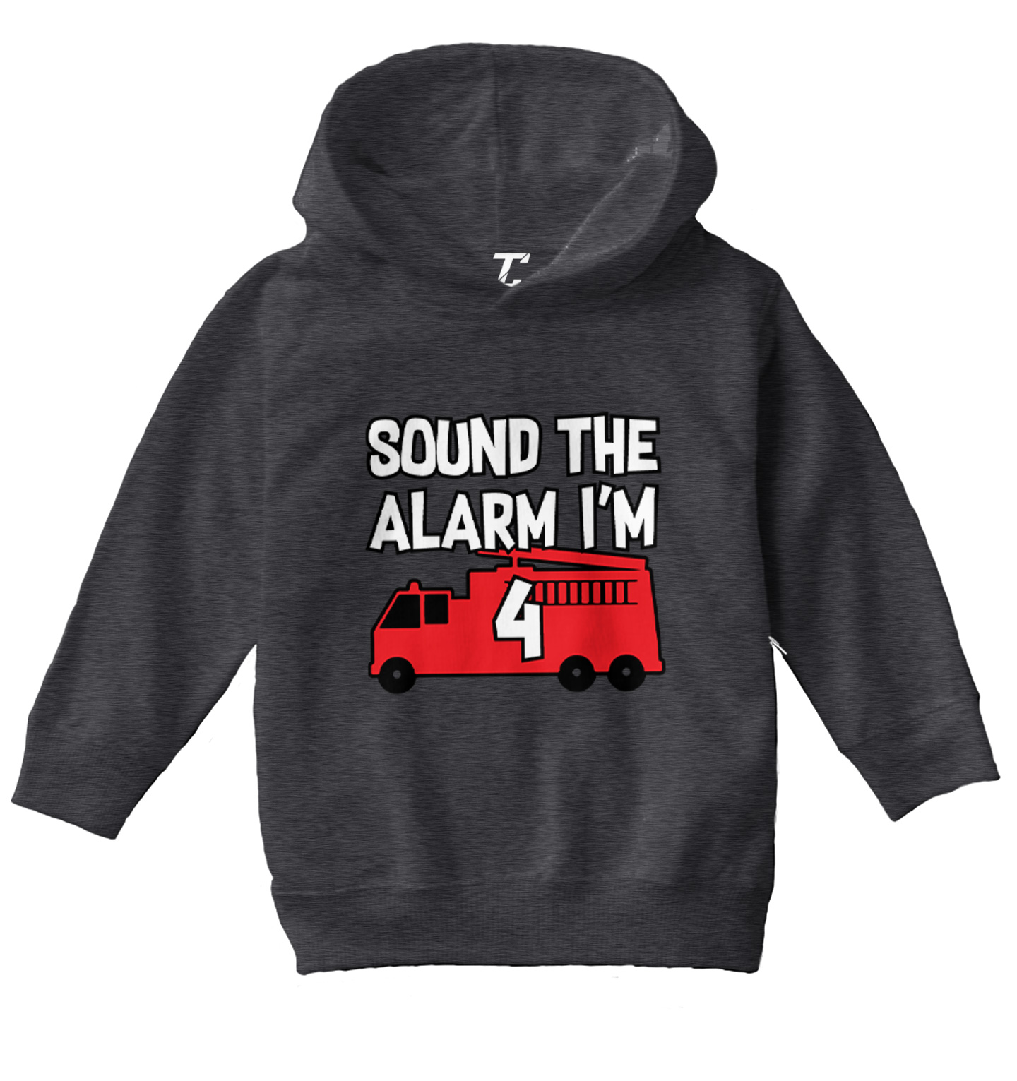Sound The Alarm I'm 4 - Birthday Firefighter Truck Toddler/Youth Hoodie - Picture 3 of 12