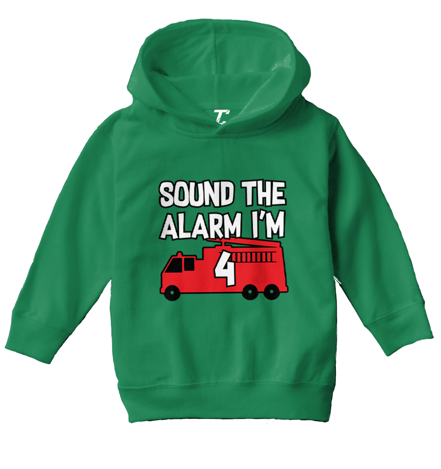 Sound The Alarm I'm 4 - Birthday Firefighter Truck Toddler/Youth Hoodie - Picture 5 of 12
