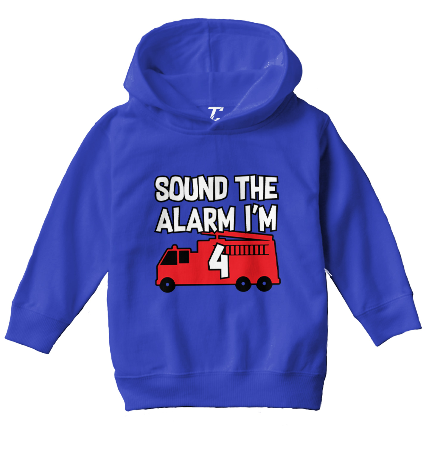 Sound The Alarm I'm 4 - Birthday Firefighter Truck Toddler/Youth Hoodie - Picture 11 of 12