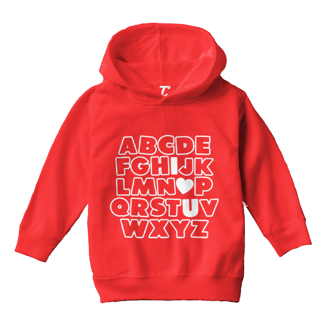 I Heart U - I Love You Alphabet ABC Valentine's Day Toddler/Youth Hoodie - Picture 10 of 12