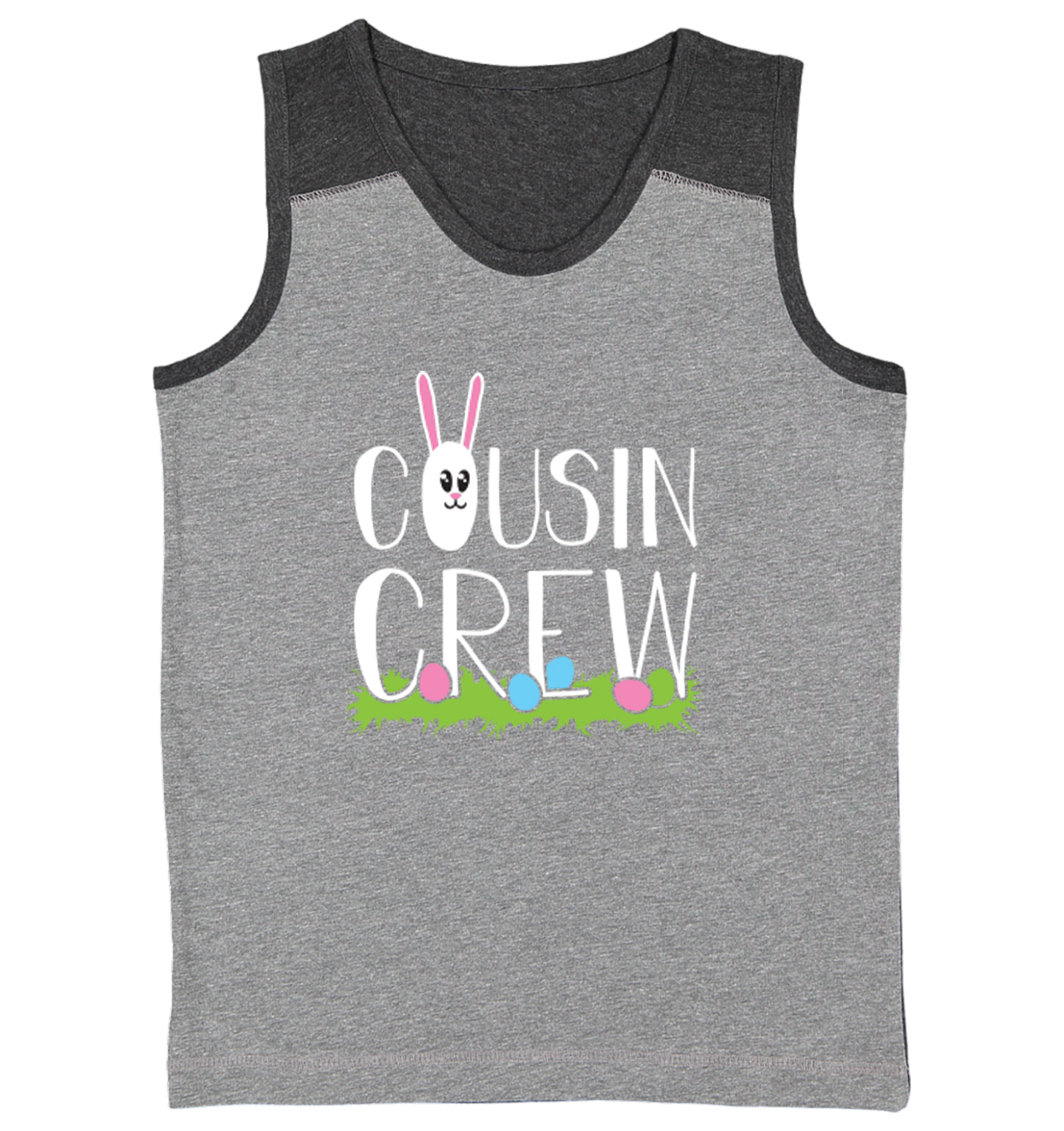 Easter Cousin Crew - Family Best Friends Holiday Cute Youth Contrast Tank Top - Picture 3 of 7