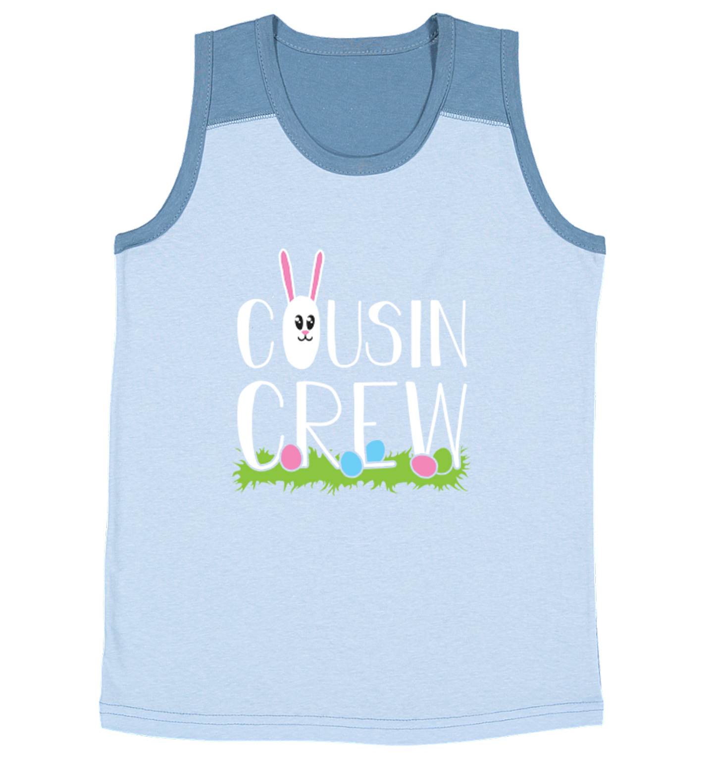 Easter Cousin Crew - Family Best Friends Holiday Cute Youth Contrast Tank Top - Picture 4 of 7