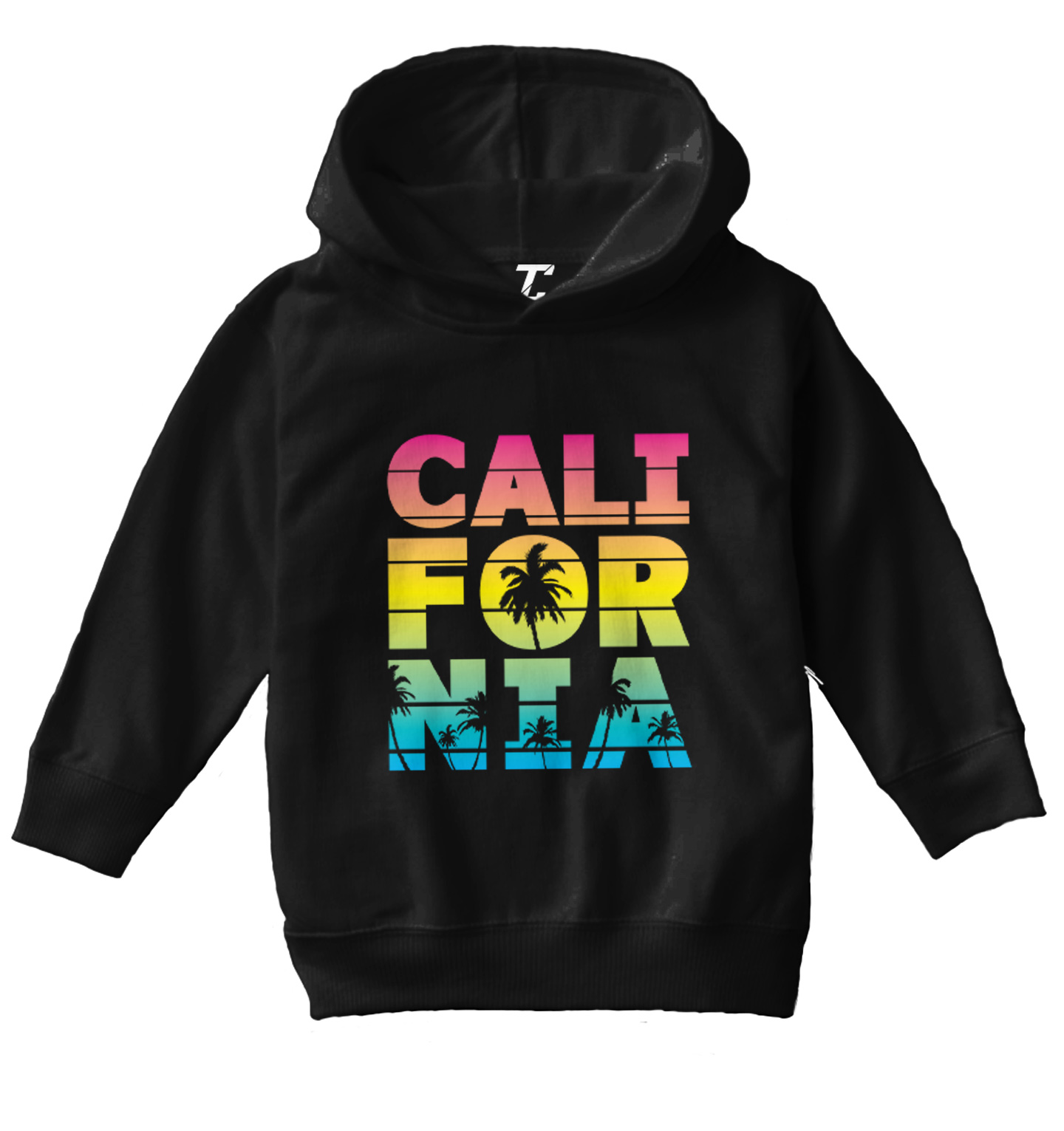 California - Neon Palm Tree Cali Summer Ocean Beach Toddler/Youth Hoodie - Picture 2 of 12