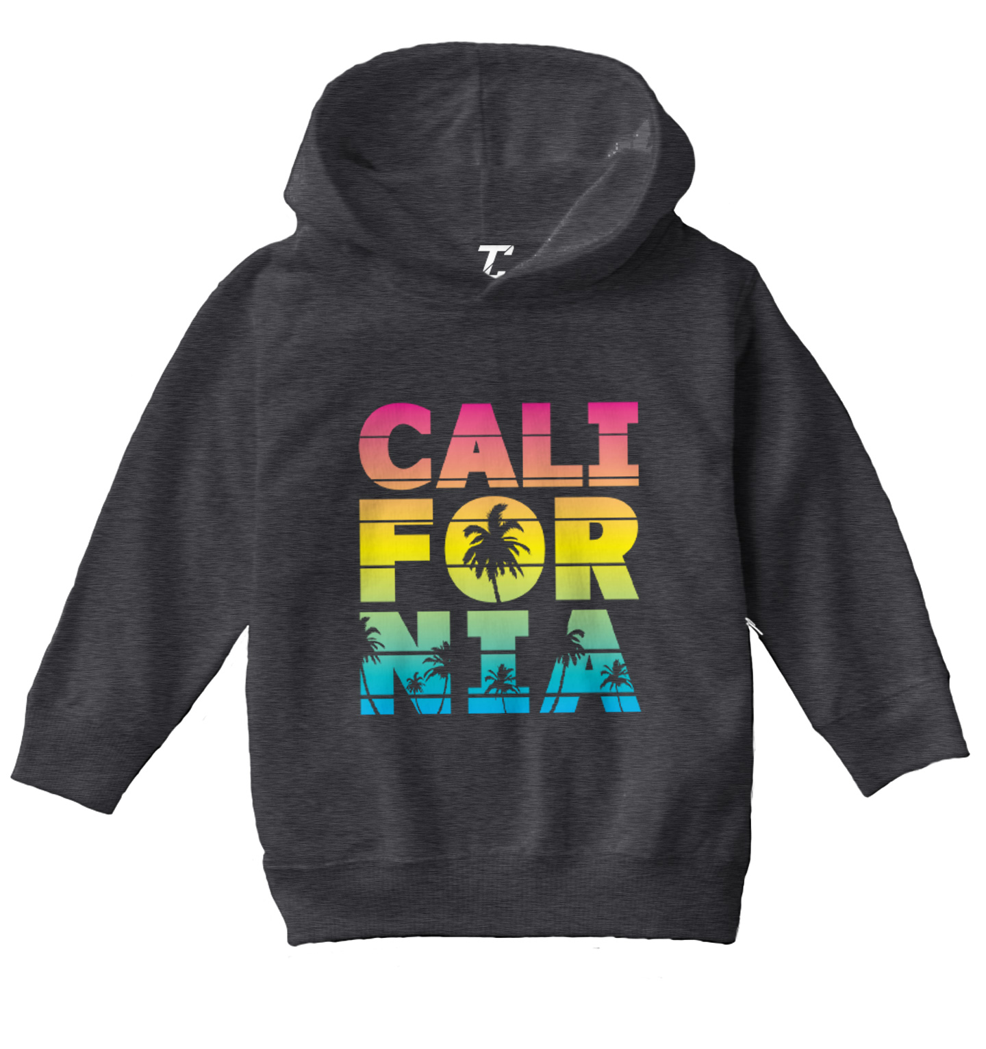 California - Neon Palm Tree Cali Summer Ocean Beach Toddler/Youth Hoodie - Picture 3 of 12