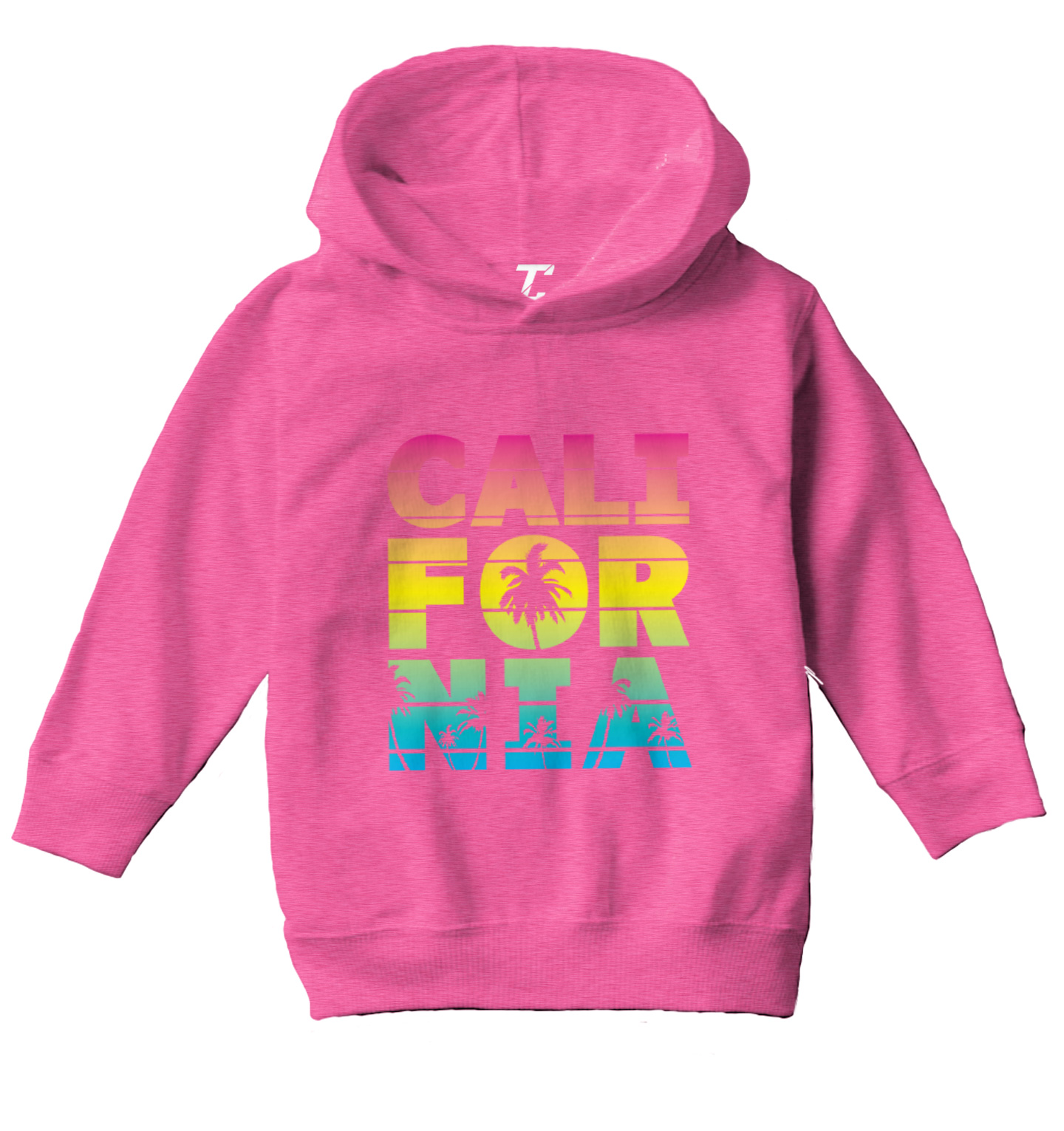 California - Neon Palm Tree Cali Summer Ocean Beach Toddler/Youth Hoodie - Picture 4 of 12