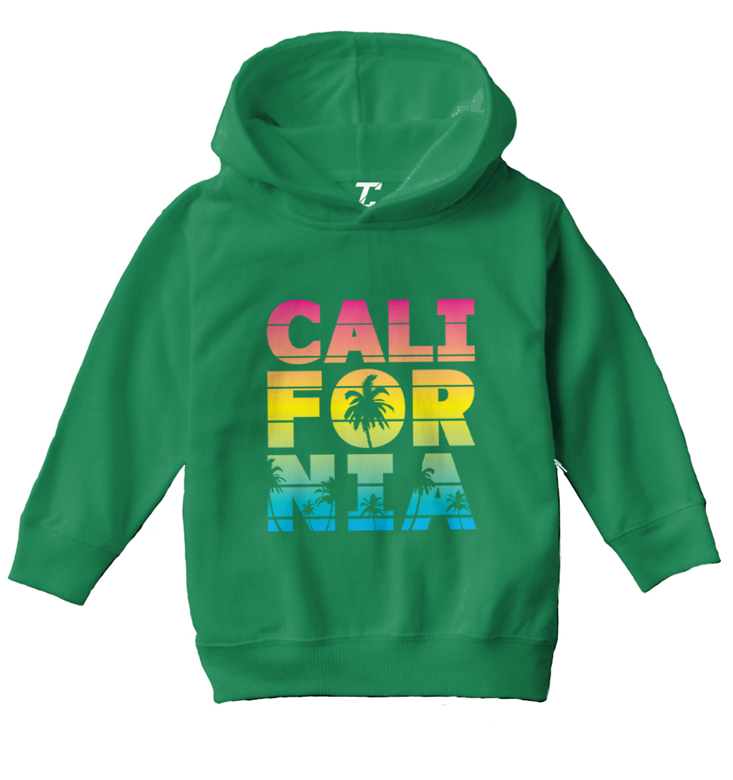 California - Neon Palm Tree Cali Summer Ocean Beach Toddler/Youth Hoodie - Picture 5 of 12