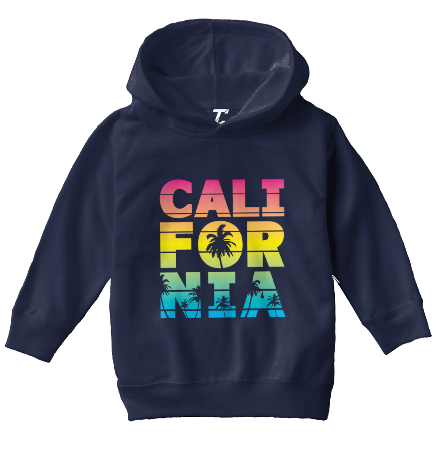 California - Neon Palm Tree Cali Summer Ocean Beach Toddler/Youth Hoodie - Picture 7 of 12