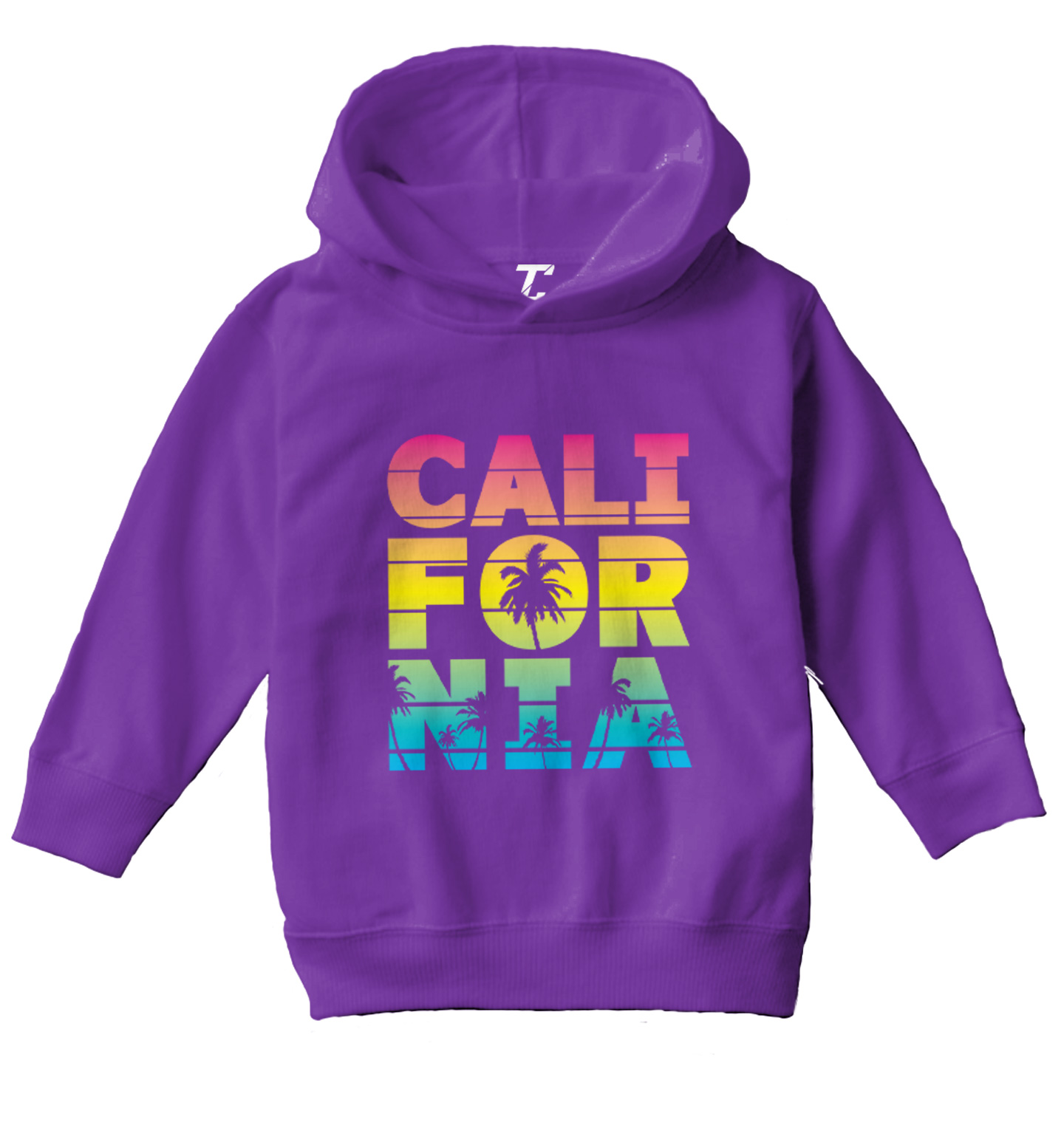 California - Neon Palm Tree Cali Summer Ocean Beach Toddler/Youth Hoodie - Picture 9 of 12