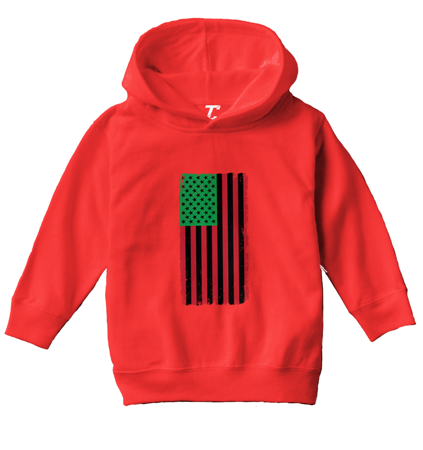 Distressed American Flag Africa Colors - Powerful Pride Toddler/Youth Hoodie - Picture 10 of 12