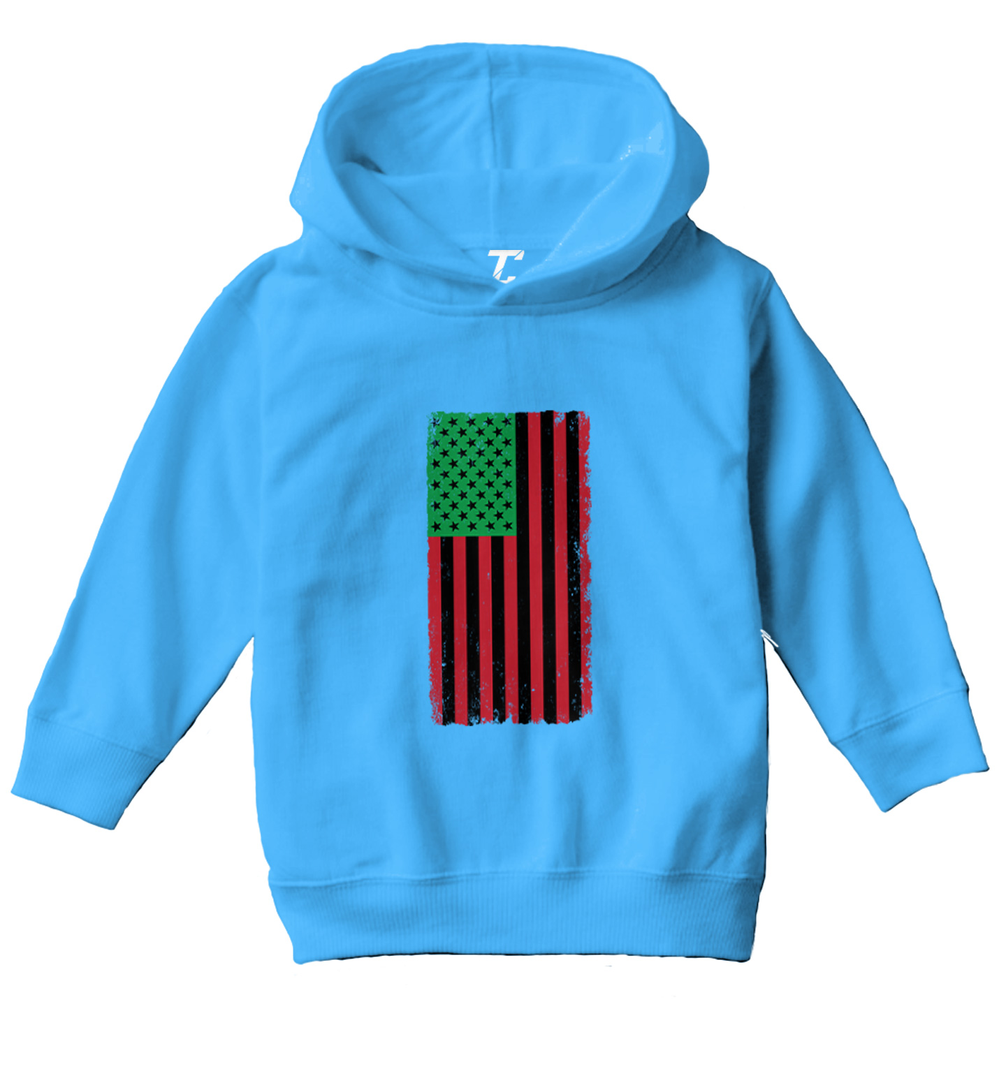 Distressed American Flag Africa Colors - Powerful Pride Toddler/Youth Hoodie - Picture 12 of 12