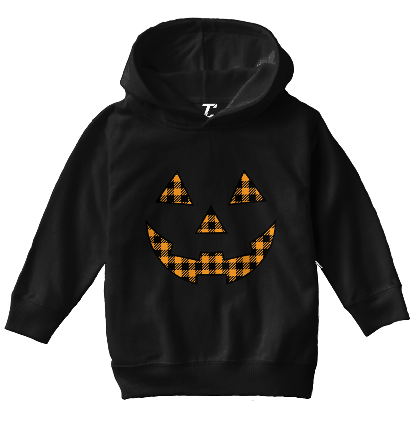 Plaid Pumpkin Face - Halloween Outfit Costume Toddler/Youth Hoodie - Picture 2 of 12