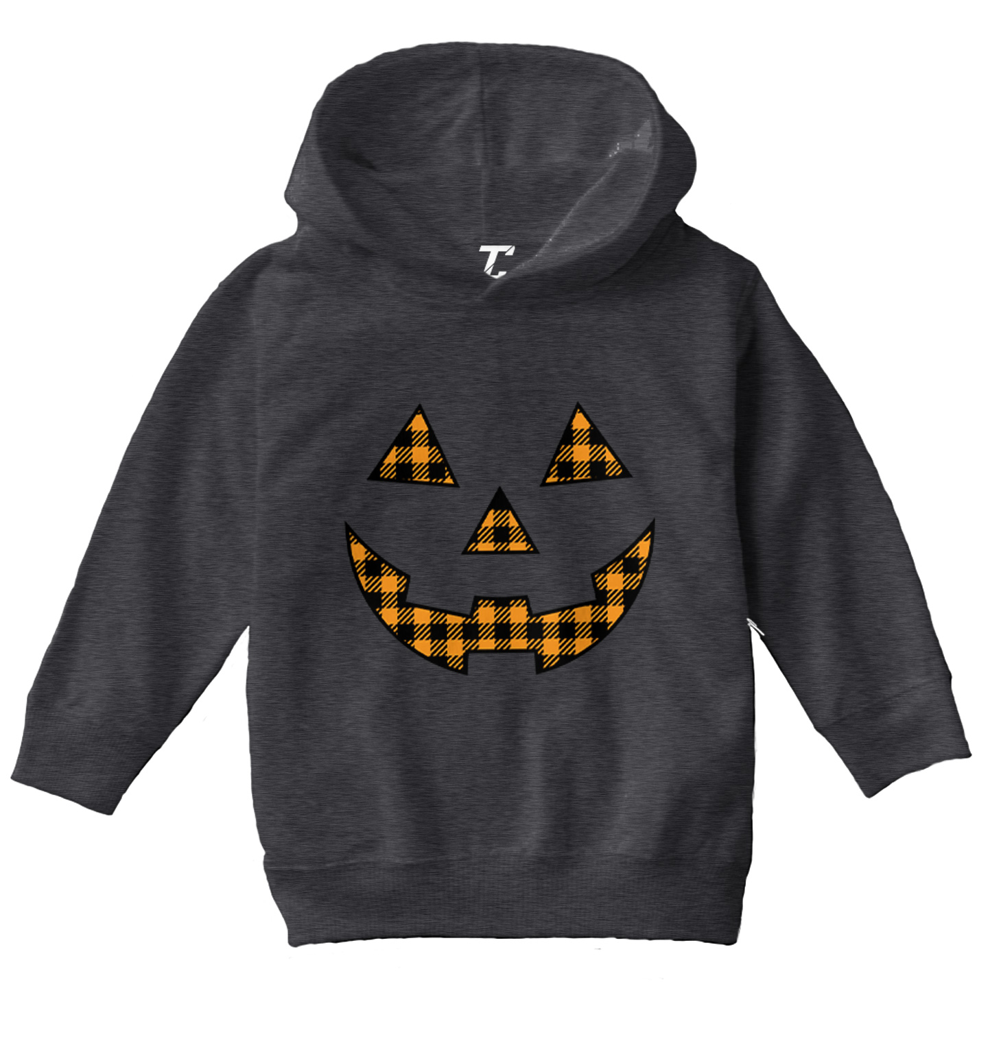 Plaid Pumpkin Face - Halloween Outfit Costume Toddler/Youth Hoodie - Picture 3 of 12