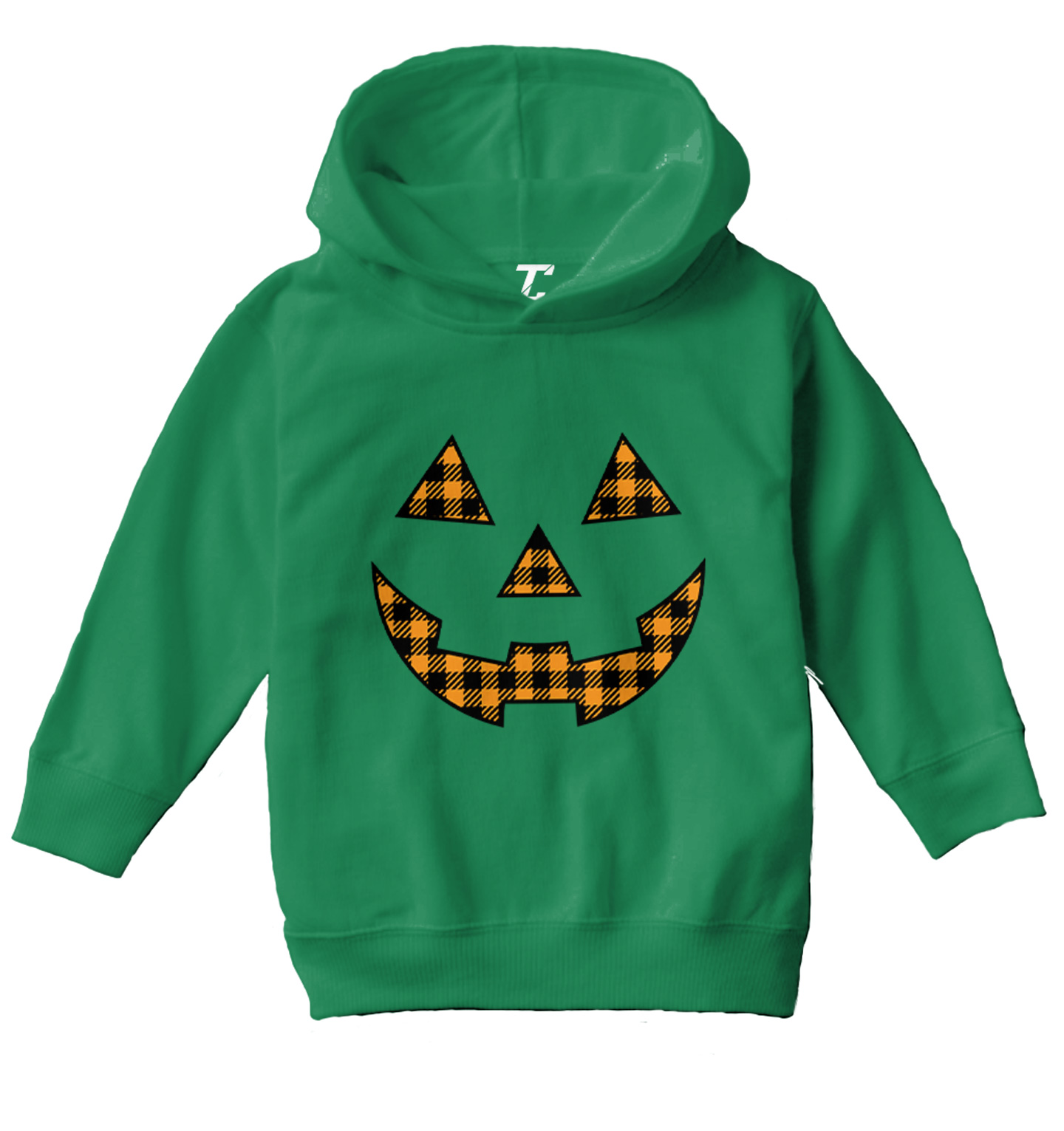 Plaid Pumpkin Face - Halloween Outfit Costume Toddler/Youth Hoodie - Picture 5 of 12