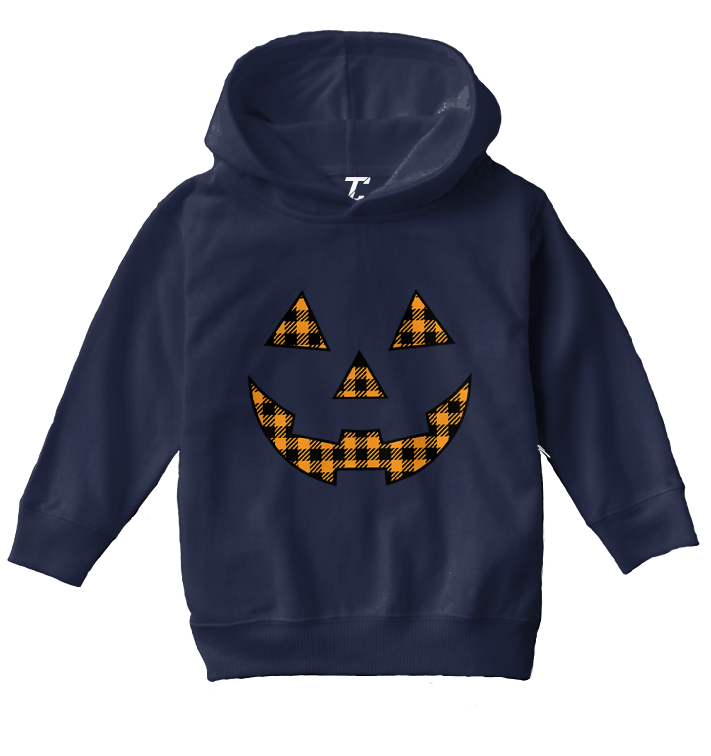 Plaid Pumpkin Face - Halloween Outfit Costume Toddler/Youth Hoodie - Picture 7 of 12