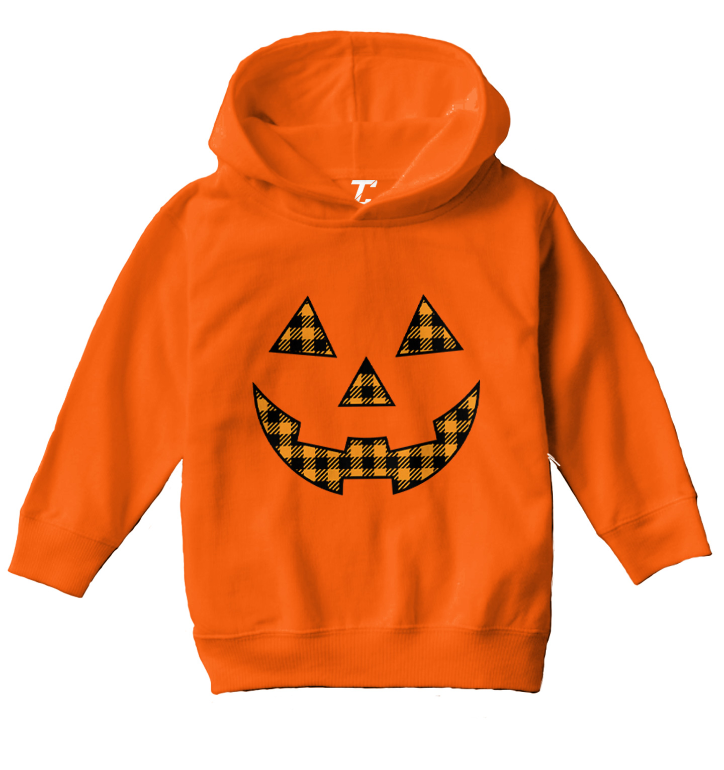 Plaid Pumpkin Face - Halloween Outfit Costume Toddler/Youth Hoodie - Picture 8 of 12